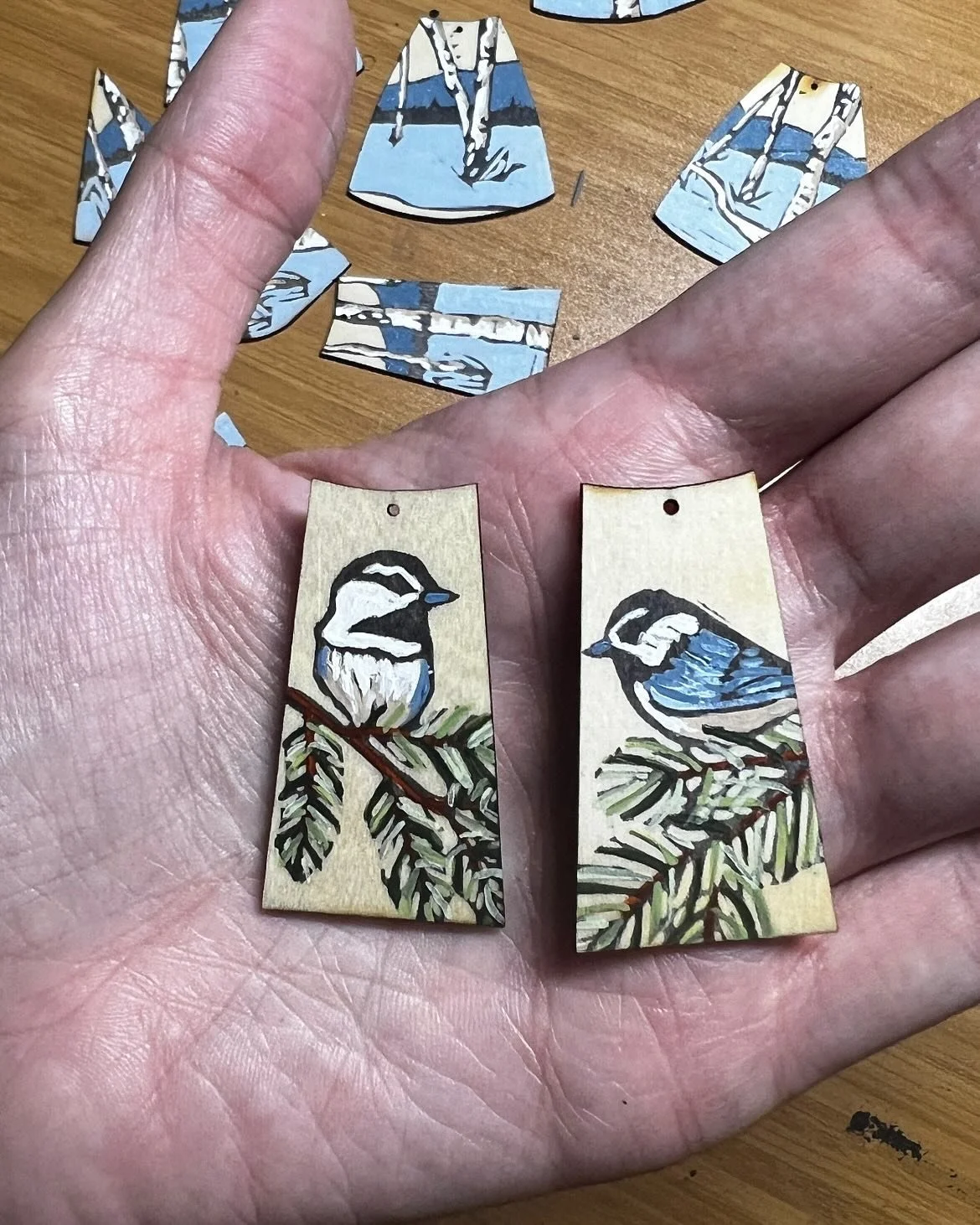 I have so many new things for you all @gallatinvalleyfarmersmarket Holiday Market this Saturday!!! #linocut #printmaker #jewelry #clothing #fox #hare #geese #mountains #aspen #chickadee