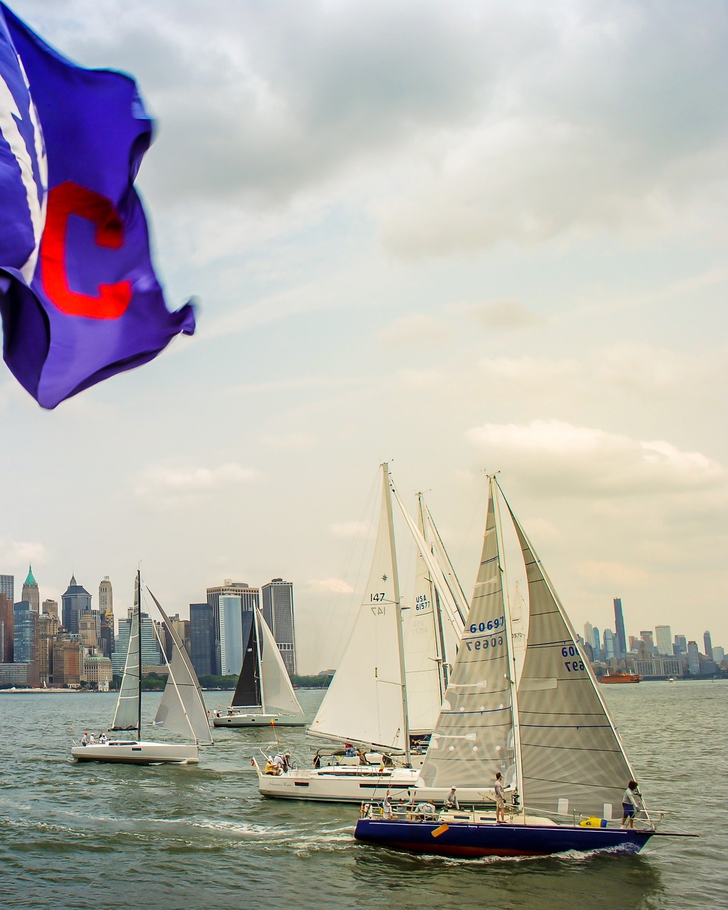 The best start line of any regatta around! 

From the vantage point of the Manhattan Yacht Club's floating clubhouse, the Honorable William Wall, the RC calls the start overlooking the lower Manhattan skyline while racers glide passed Ellis Island an