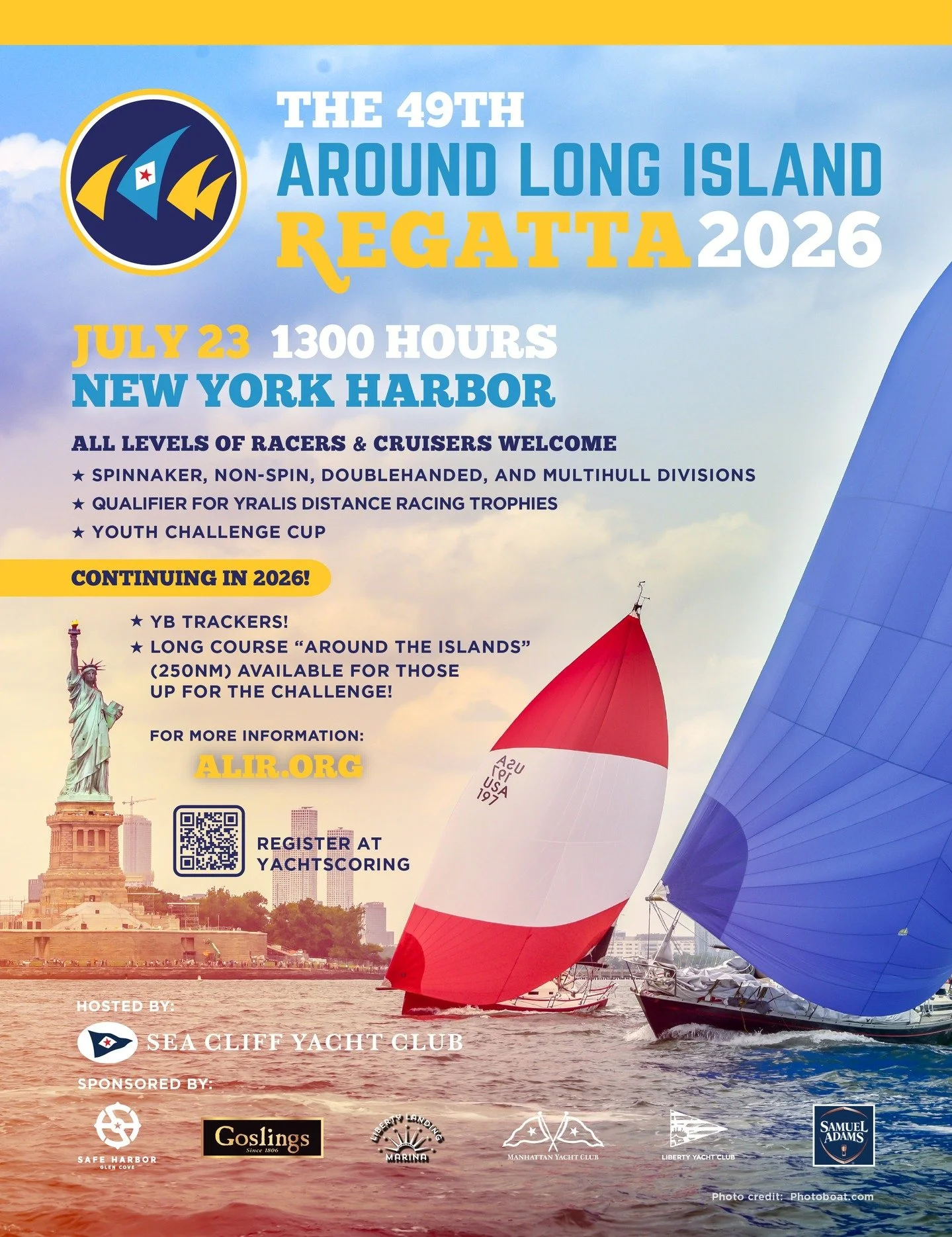 Registration is open for the 2026 ALIR, which begins at 1300 hours on July 23, 2026. 

Get your winter work out of the way early. Tune up your boat and team by racing in the Edlu, hosted by @larchmontyc, the Spring Regatta, hosted by @ayc_regattas, a