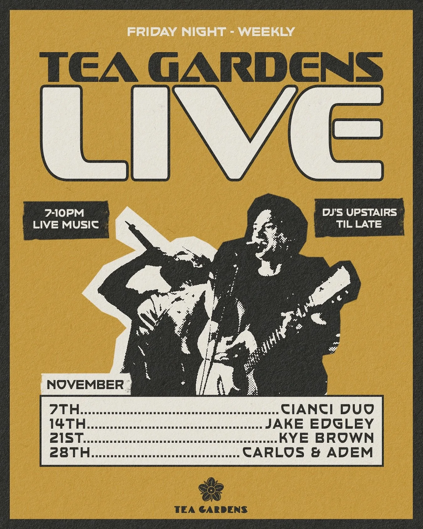 Friday nights in November = sorted! 🎶

Kick off your weekend with live tunes from 7PM, then let our DJs keep the vibes rolling &lsquo;til late. 💃

📅 Every Friday Night 🕖 Live Music from 7PM 🎧 DJs taking over &lsquo;til late

November Lineup: 7th