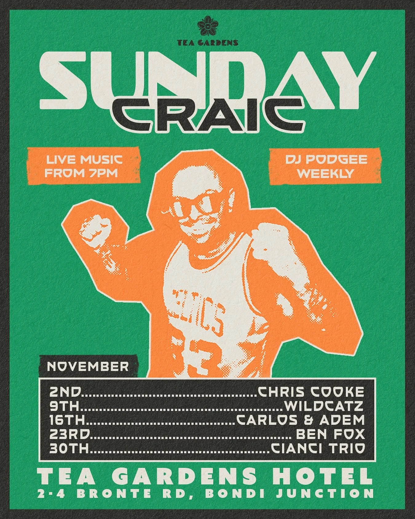 Sunday Craic = your Sunday night destination this November!

Start with live music at 7PM, then DJ Podgee keeps the energy going late into the night.

📅 Every Sunday Night 🕖 7PM Live Music 🎧 DJ Podgee &rsquo;til late

November Lineup: 2nd - Chris 