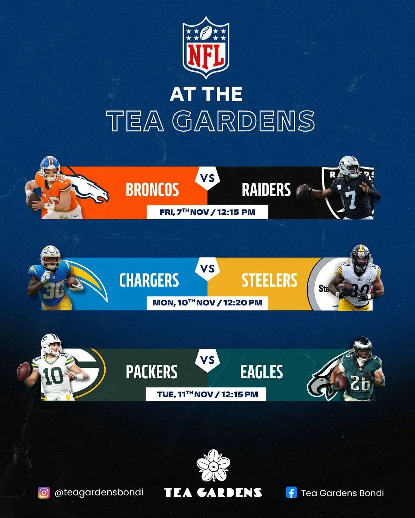 Watching the NFL in Bondi? Tea Gardens has you sorted. Live games, cold drinks, great atmosphere &mdash; don&rsquo;t miss it!