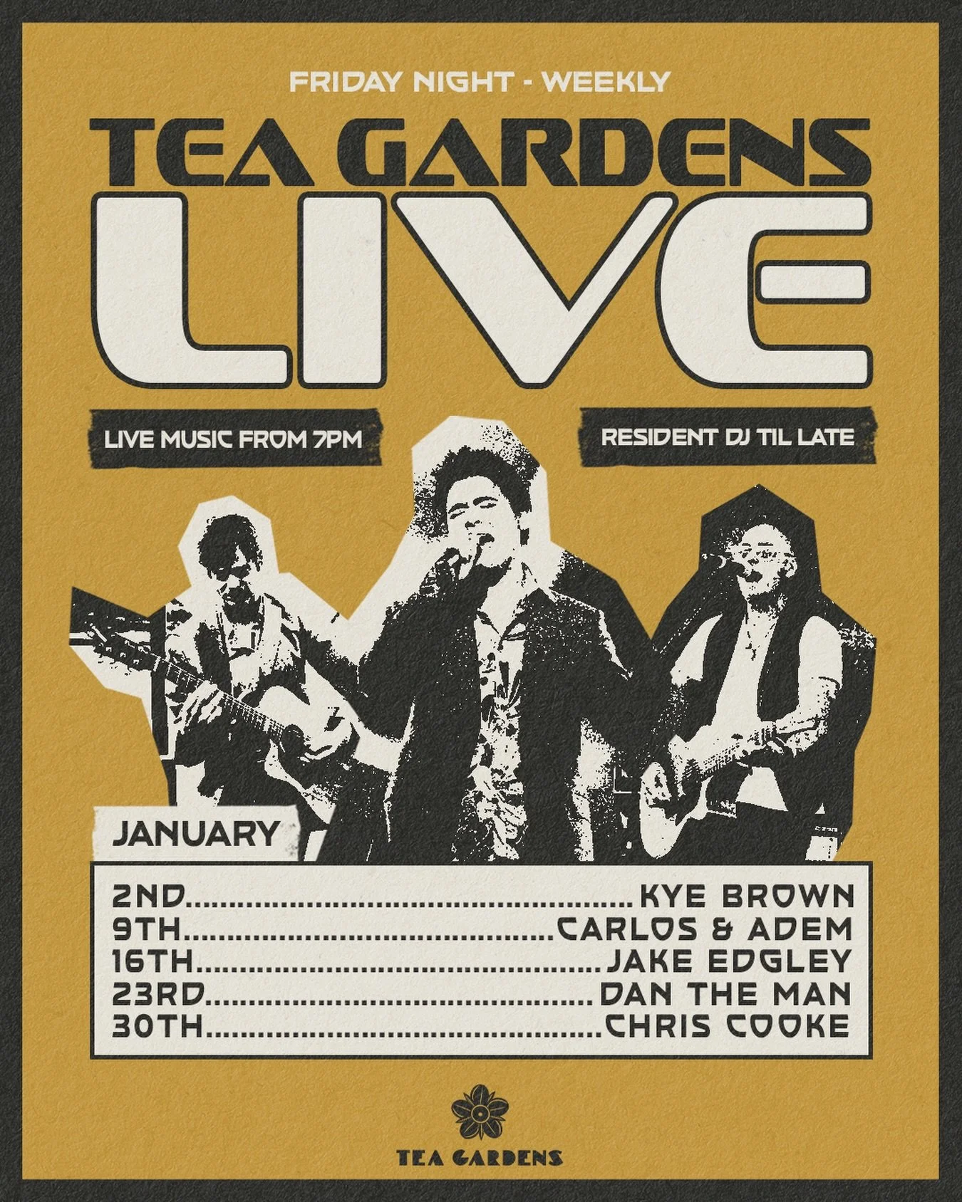 New year, new summer season at Tea Gardens Live!
 We&rsquo;re kicking off 2026 with a stacked lineup of house favourites bringing the heat every Friday night. Live music, cold drinks, and Bondi&rsquo;s best weekend atmosphere, all summer long.

📅 Ev
