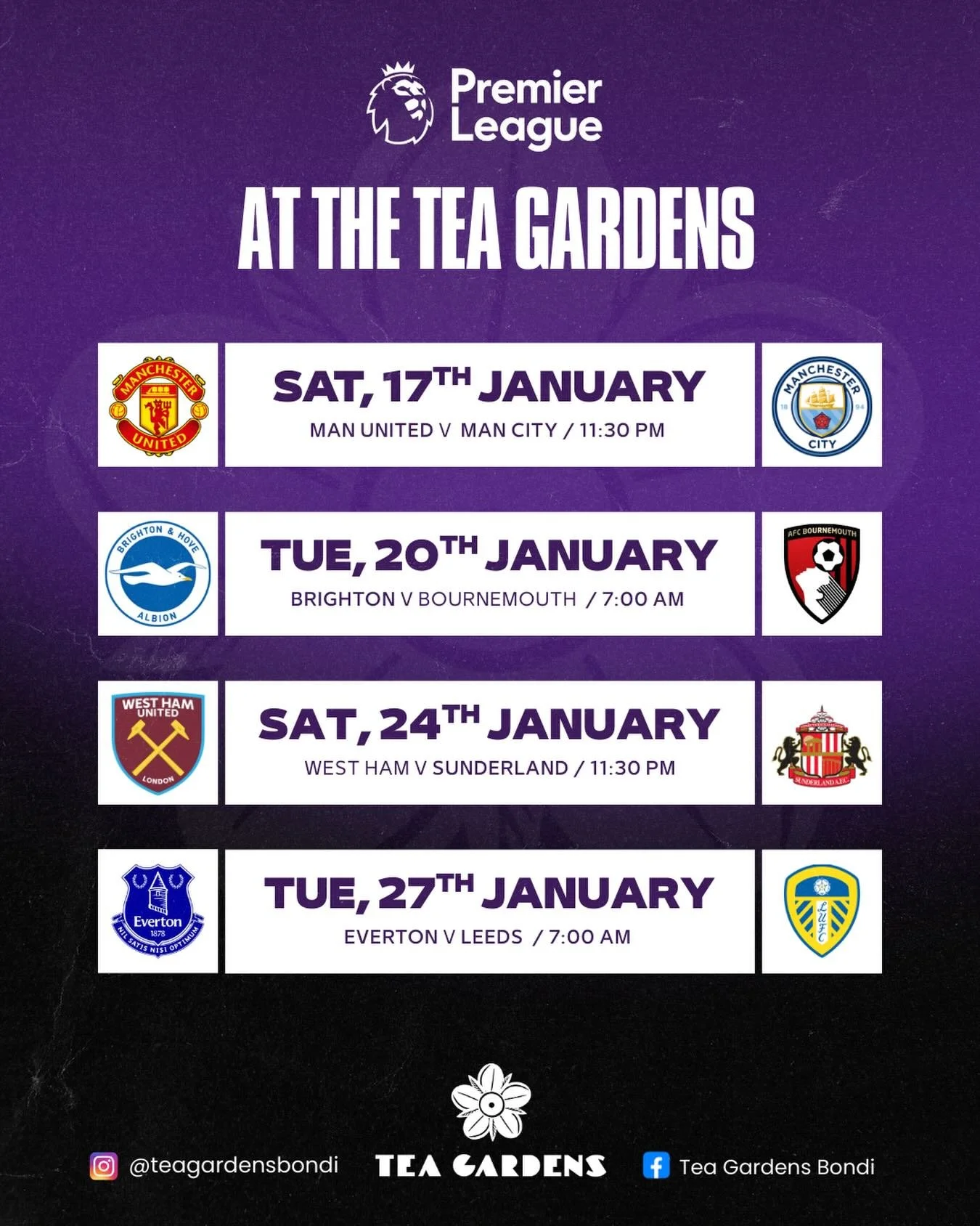 7am kick-offs done right! 🍺
Premier League LIVE at Tea Gardens