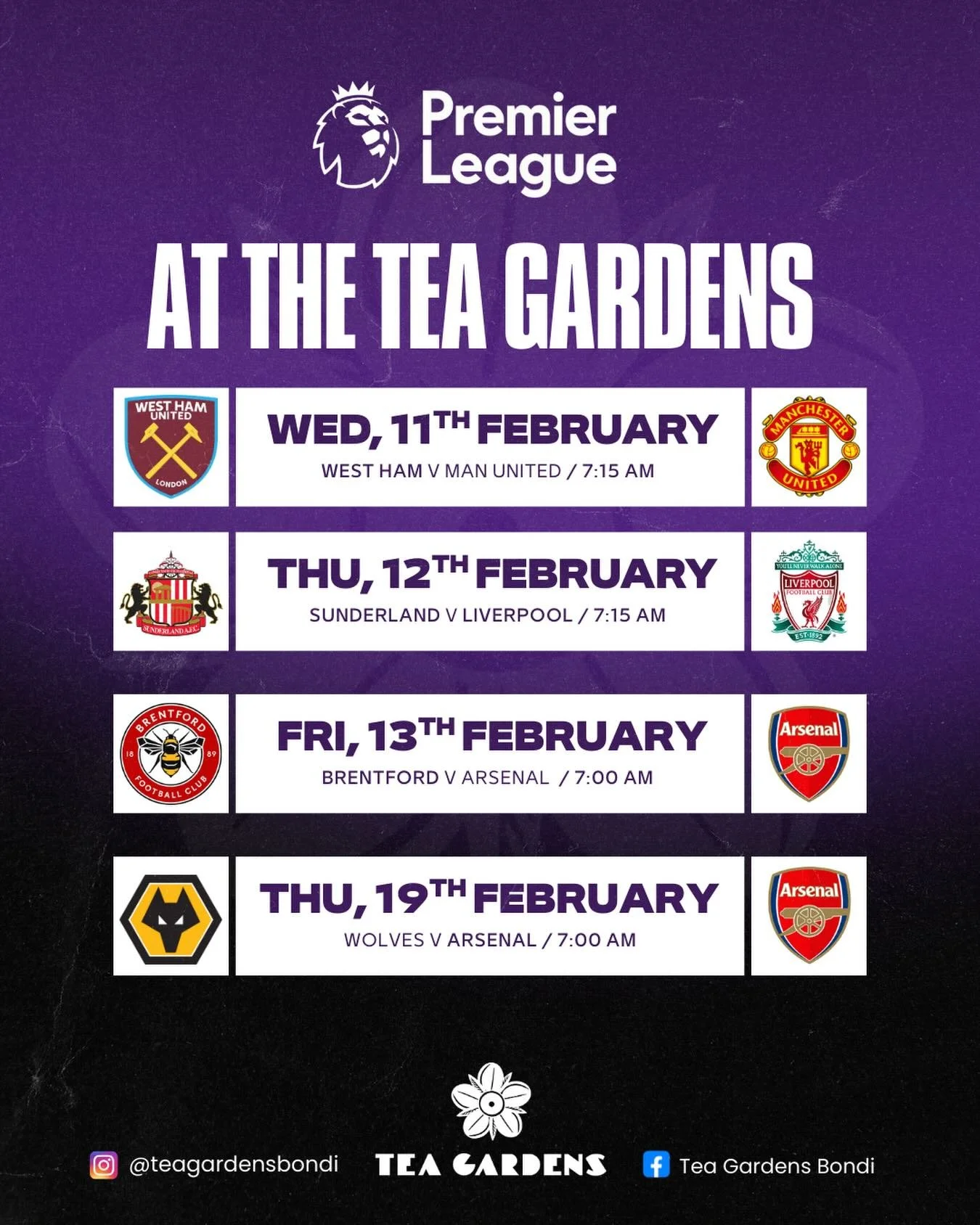 Premier League mornings done right ⚽️
Live at The Tea Gardens.