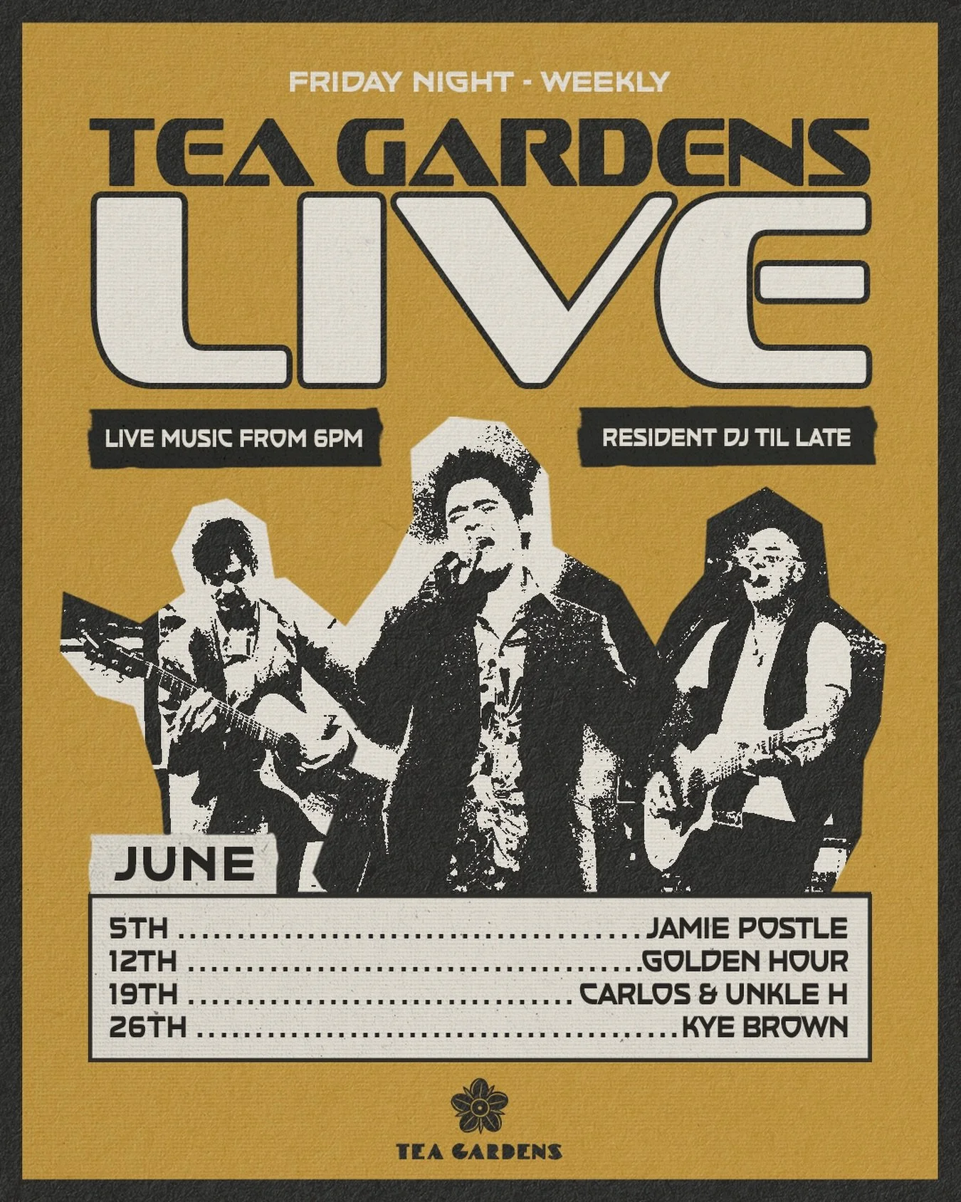 Winter has arrived, and there&rsquo;s no better place to spend your Friday nights than Tea Gardens Live 🍻

We&rsquo;re kicking off June with a stacked lineup of house favourites bringing the tunes every week. Escape the cold, grab a drink and settle