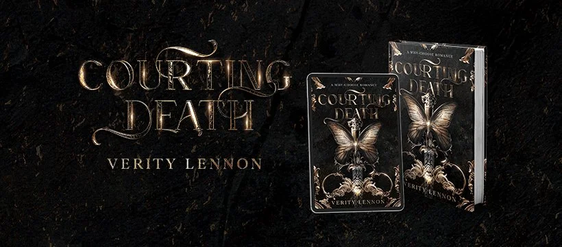 Courting Death Verity Lennon Digital and Physical Book Covers on a black background
