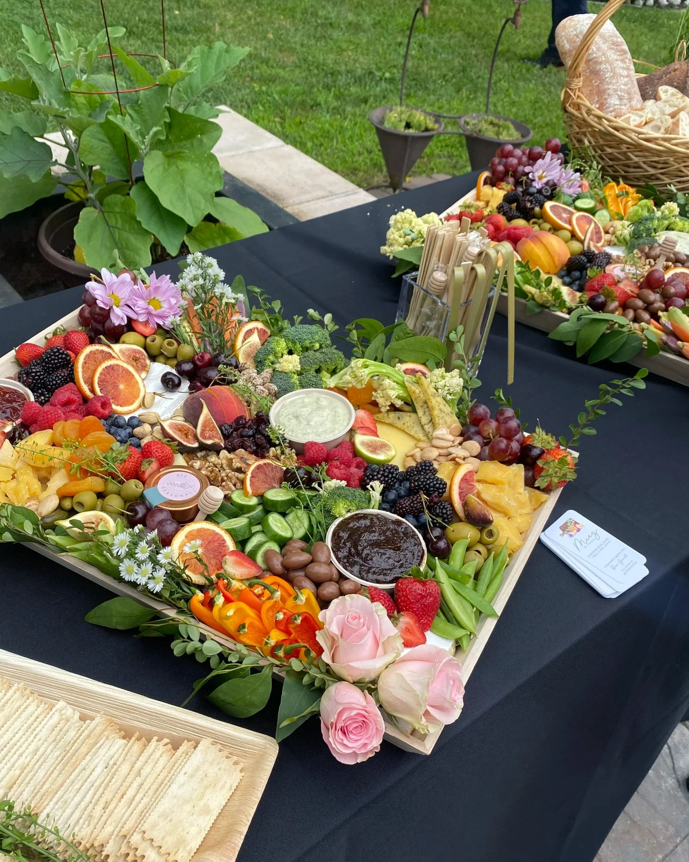 Cocktail hour at backyard wedding reception