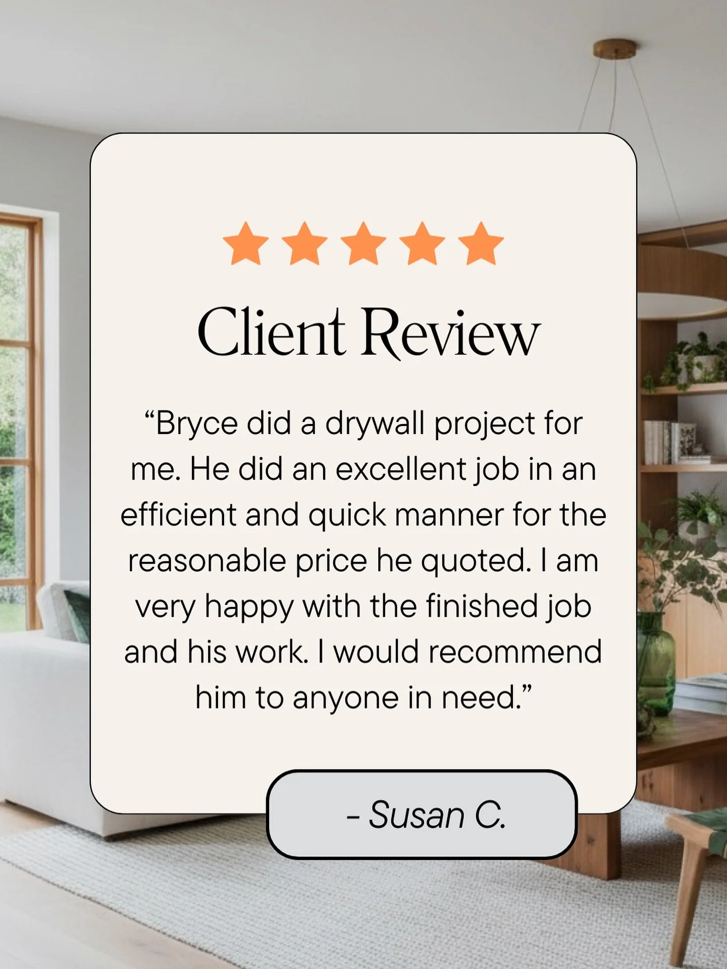 We appreciate client feedback. Thanks for the positive reviews! ➕ Big shoutout to Pete, the mud king, for his expertise on this drywall job.
🌟 As your general contractor, my role is to bring your vision to life&mdash;on time and with peace of mind. 