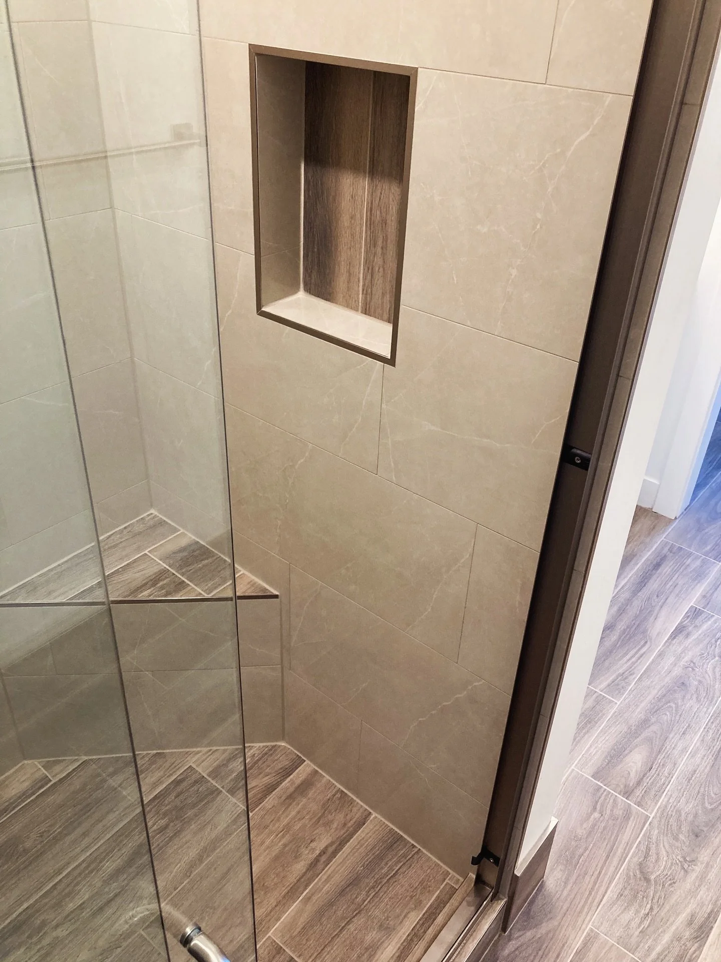 Sneak peek of a remodel we&rsquo;ve been working on 👀 the homeowner wanted to update their master bathroom and flooring ✨ shoutout to Pioneer Floor Coverings for their great work! #bskeltonconstruction #utahremodel #utahgeneralcontractor
