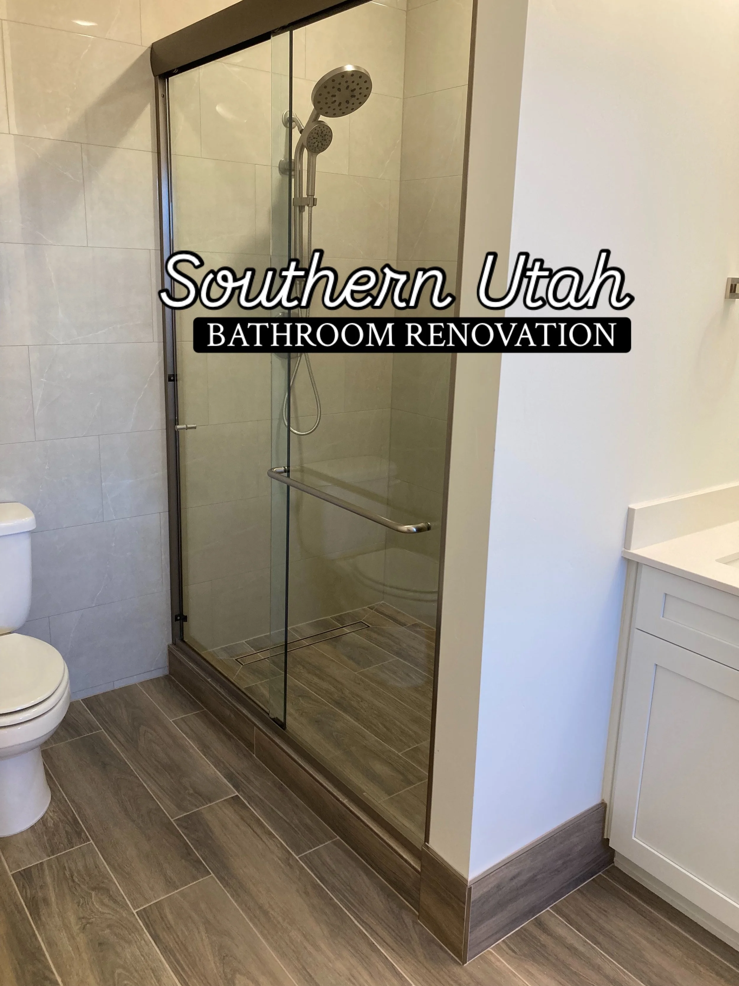 Before &amp; After ✨ We enjoyed working with this homeowner on their custom bathroom renovation, updated guest bathroom, and new flooring. It turned out beautiful 🤩 shoutout to Pioneer Flooring, Pro Glass &amp; Door, Bundy Quality Plumbing, and Pete
