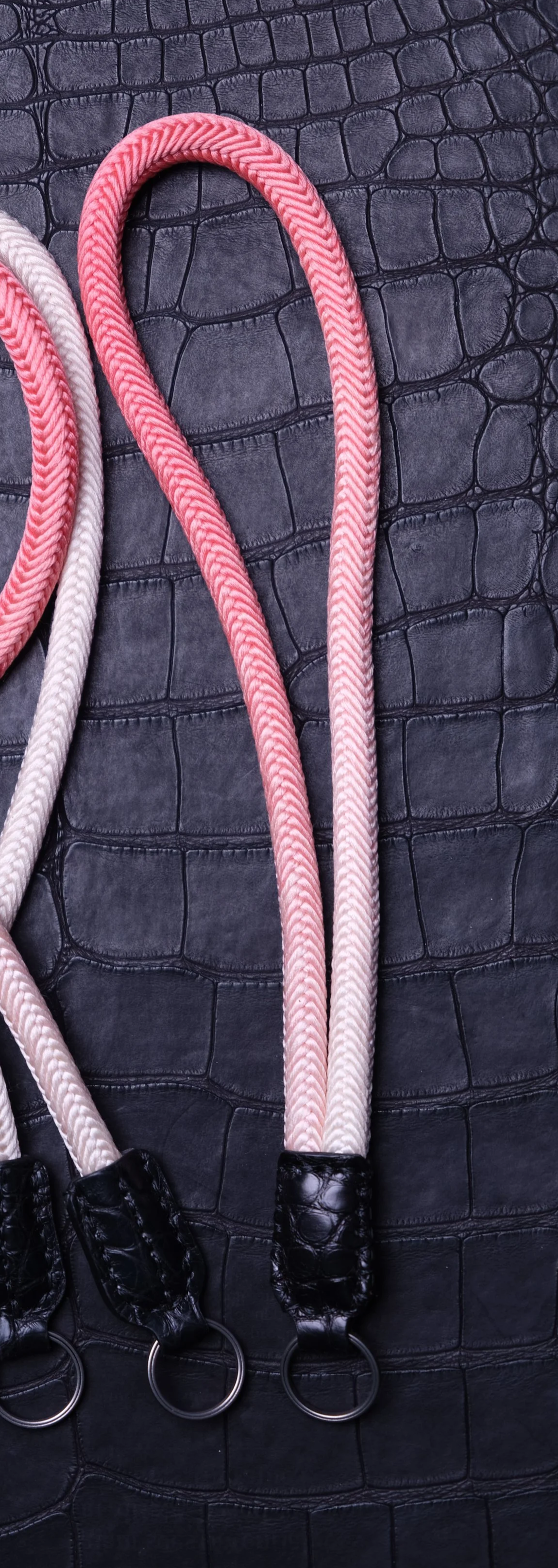 Vintage Kumihimo Silk Cord Hand Strap Pink White Gradiant