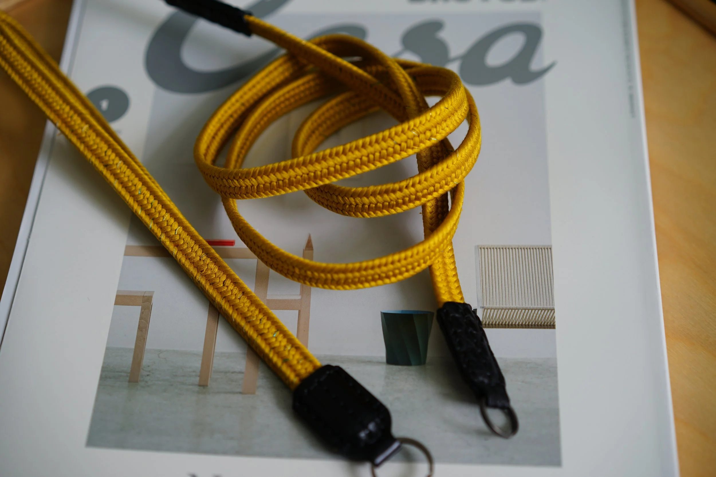 Vintage Kumihimo Silk Neck Strap and Hand Strap Mustard Yellow