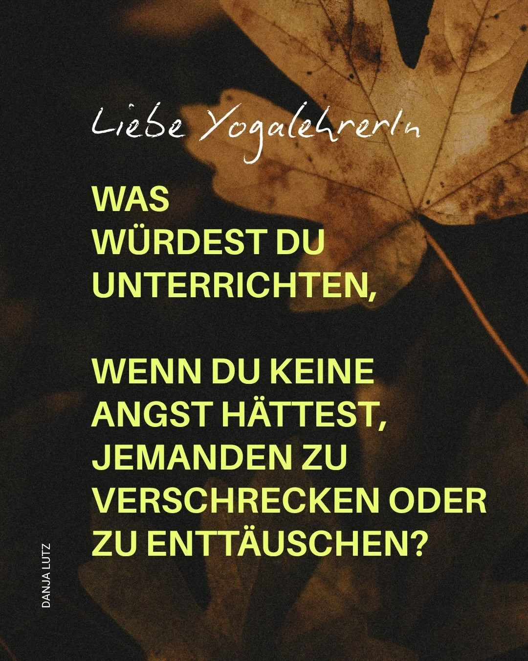 Standing ist eine Einladung, das was du im Au&szlig;en nicht finden kannst, auch nicht weiter dort zu suchen. 

Sondern dich nach Innen zu wenden und dein Teaching aus der F&uuml;lle deiner Erfahrung zu sch&ouml;pfen. 

Alle Infos zur Kohorte: danjal