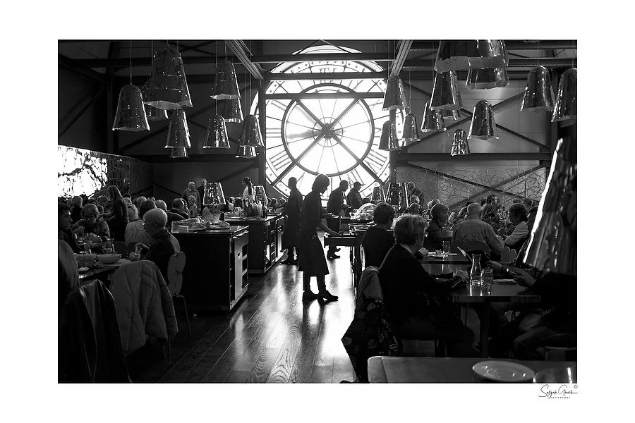 Black and White Paris café interior photograph