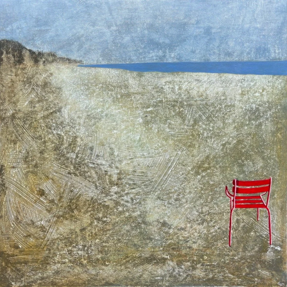 "La chaise rouge" - 64 x 64 cm dans caisse - Galerie Hammer, Lille