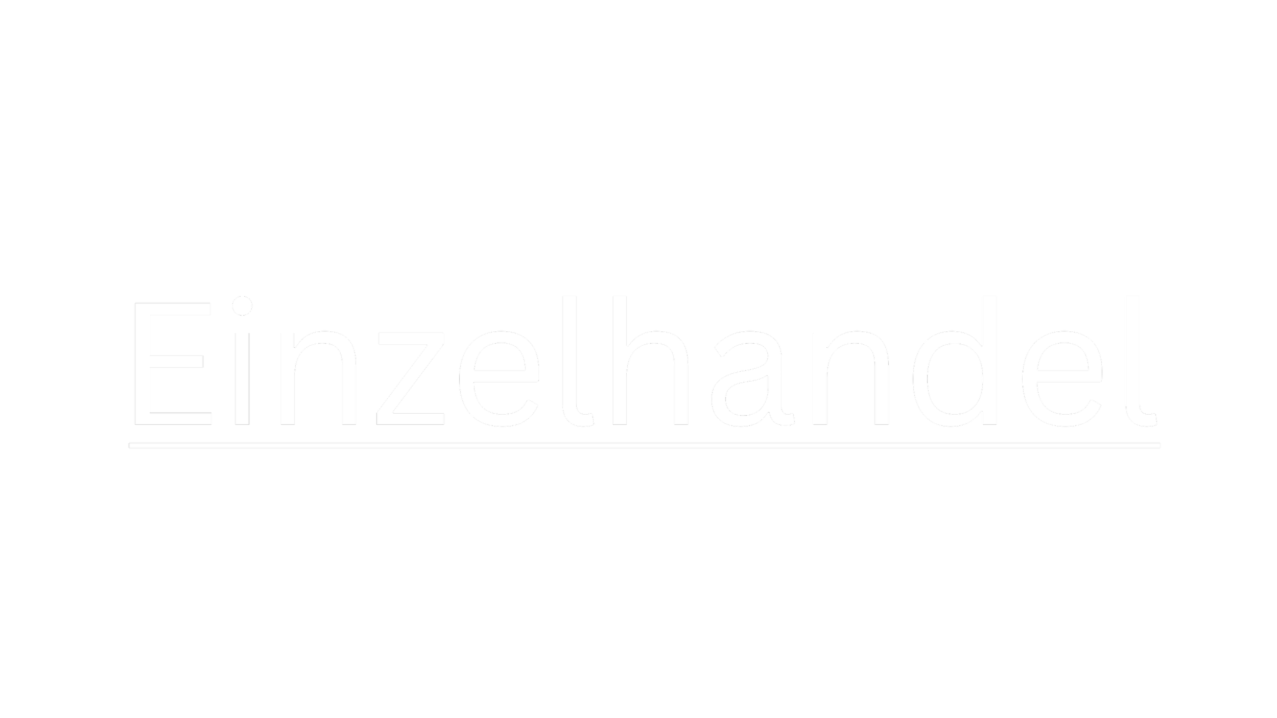 Der schwarze Hintergrund mit weißem Text zeigt das Wort 'Einzelhandel' unterstrichen.