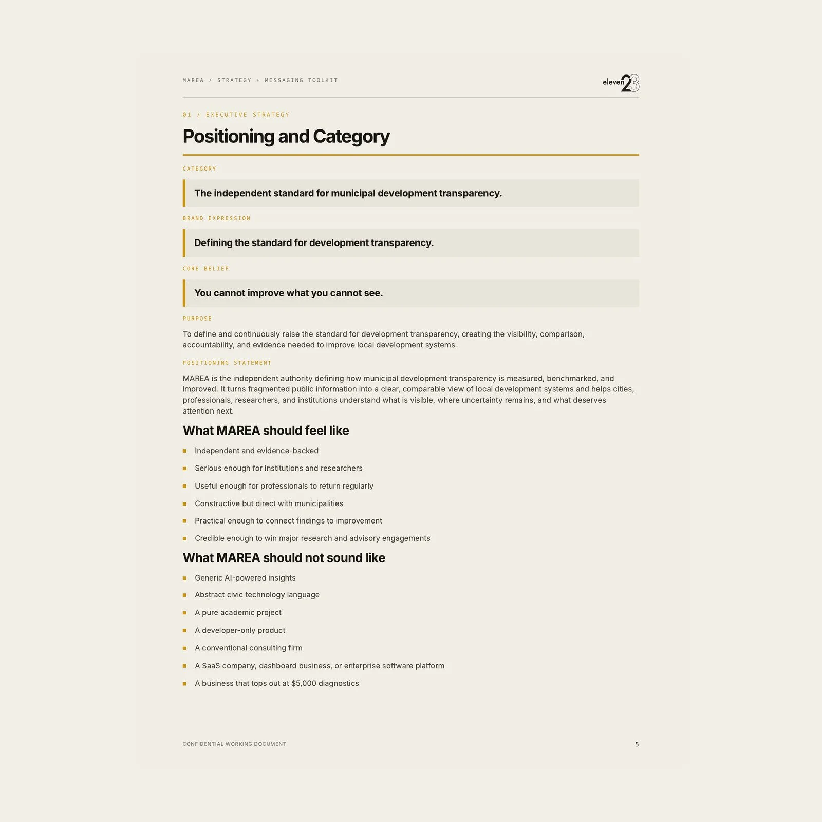 MAREA positioning and category strategy