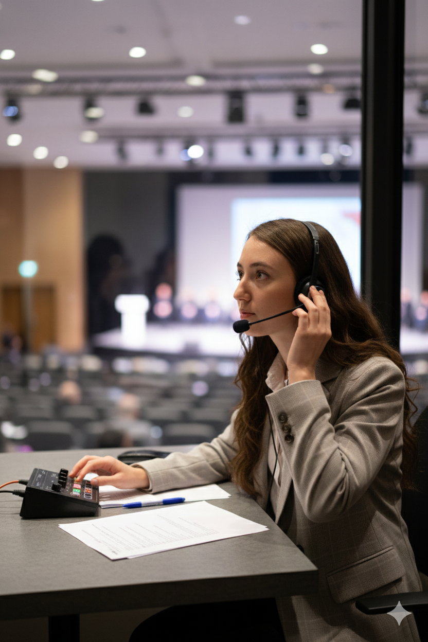 AI-generated image of Alice_Bove_Conference_Interpreter_Gemini.png