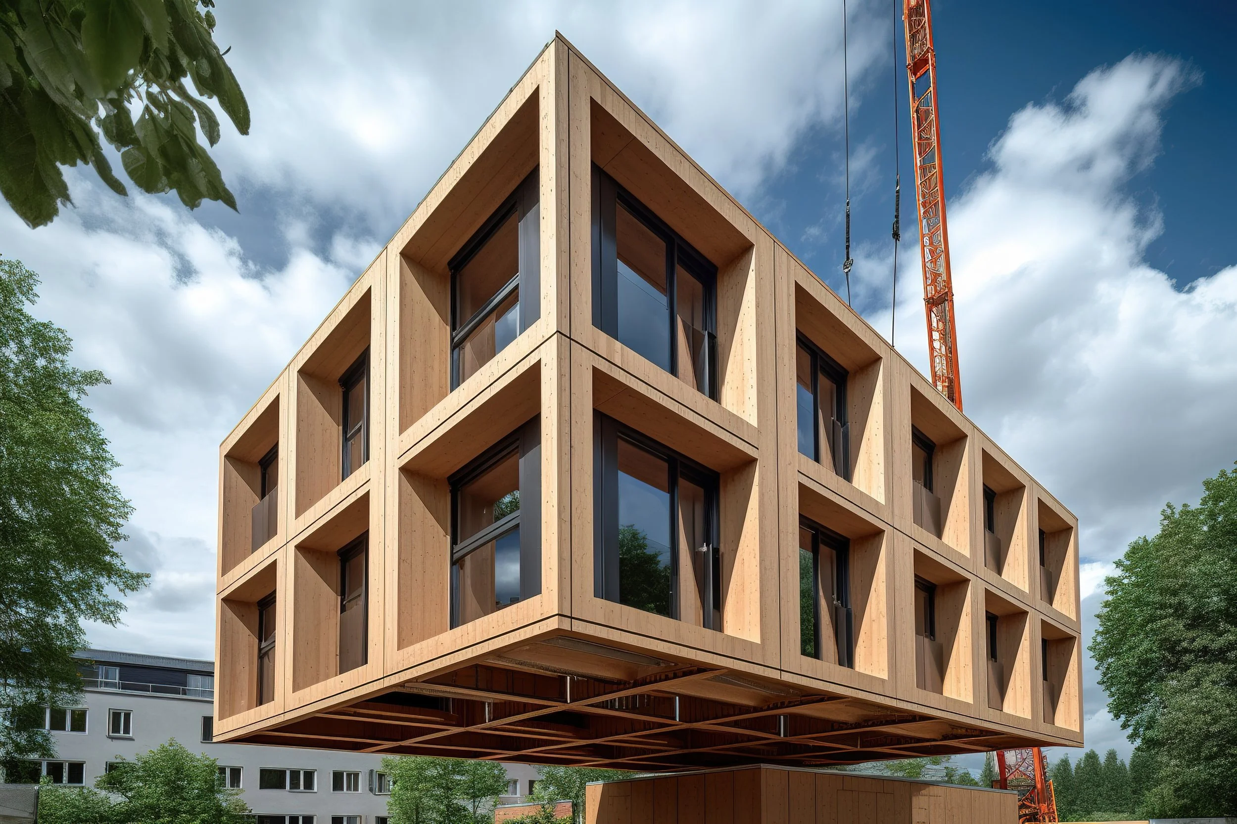 Raummodul aus Holz in Holzrahmenkonstruktion