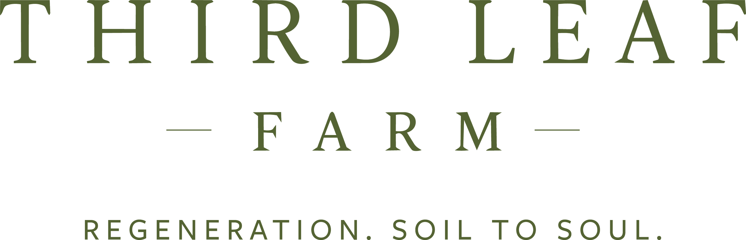 Logo for Third Leaf Farm with the slogan "Regeneration. Soil to Soul."