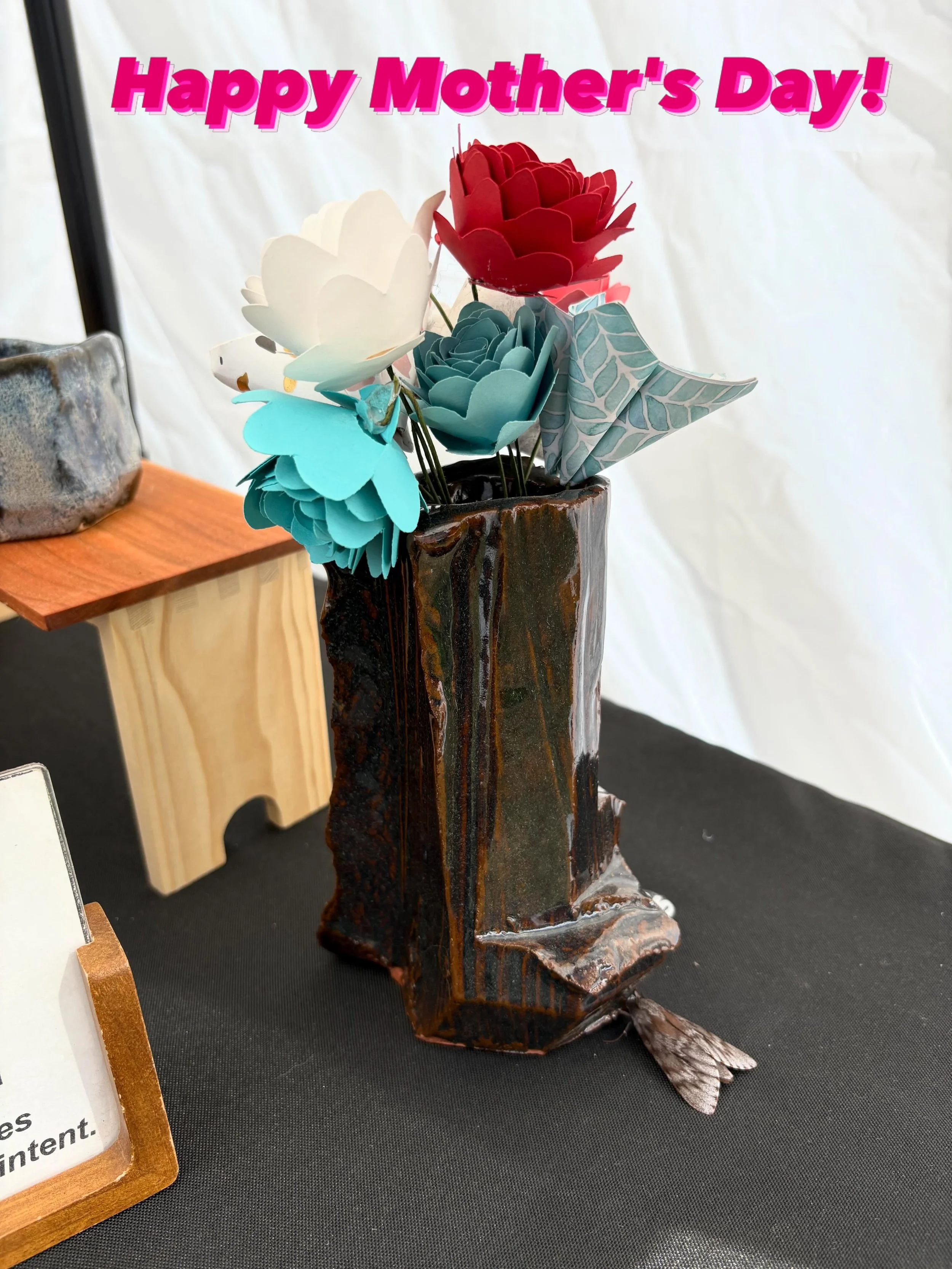Happy Mother's Day!

Last day of @shakorihillsgrassroots Festival of Music &amp; Dance for Spring 2026, so come find me at the Grove Stage. Happy Shakori!

&hellip;&hellip;&hellip;&hellip;
 #moth  #mothersday  #ncpottery  #puns #happyshakori