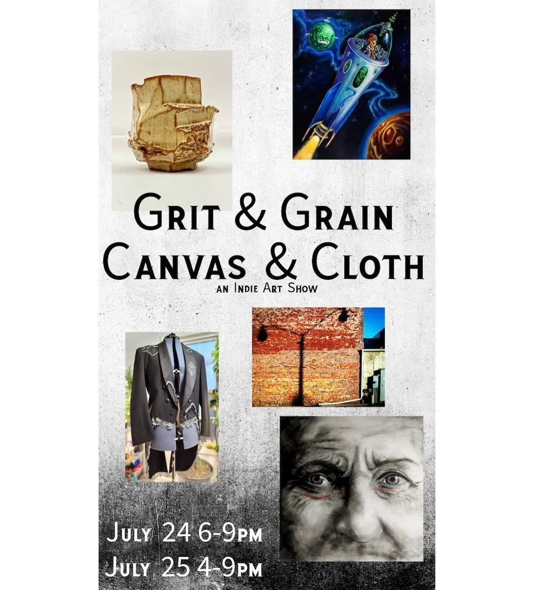 Event announcement: I'll be at Grit &amp; Grain, Canvas &amp; Cloth: An Indie Art Show, hosted by @huggermuggerbrewing on July 24 (6-9pm) and July 25 (4-9pm). Featured artists working in diverse media include myself, @brenwest.art , @draupnirdesigns 
