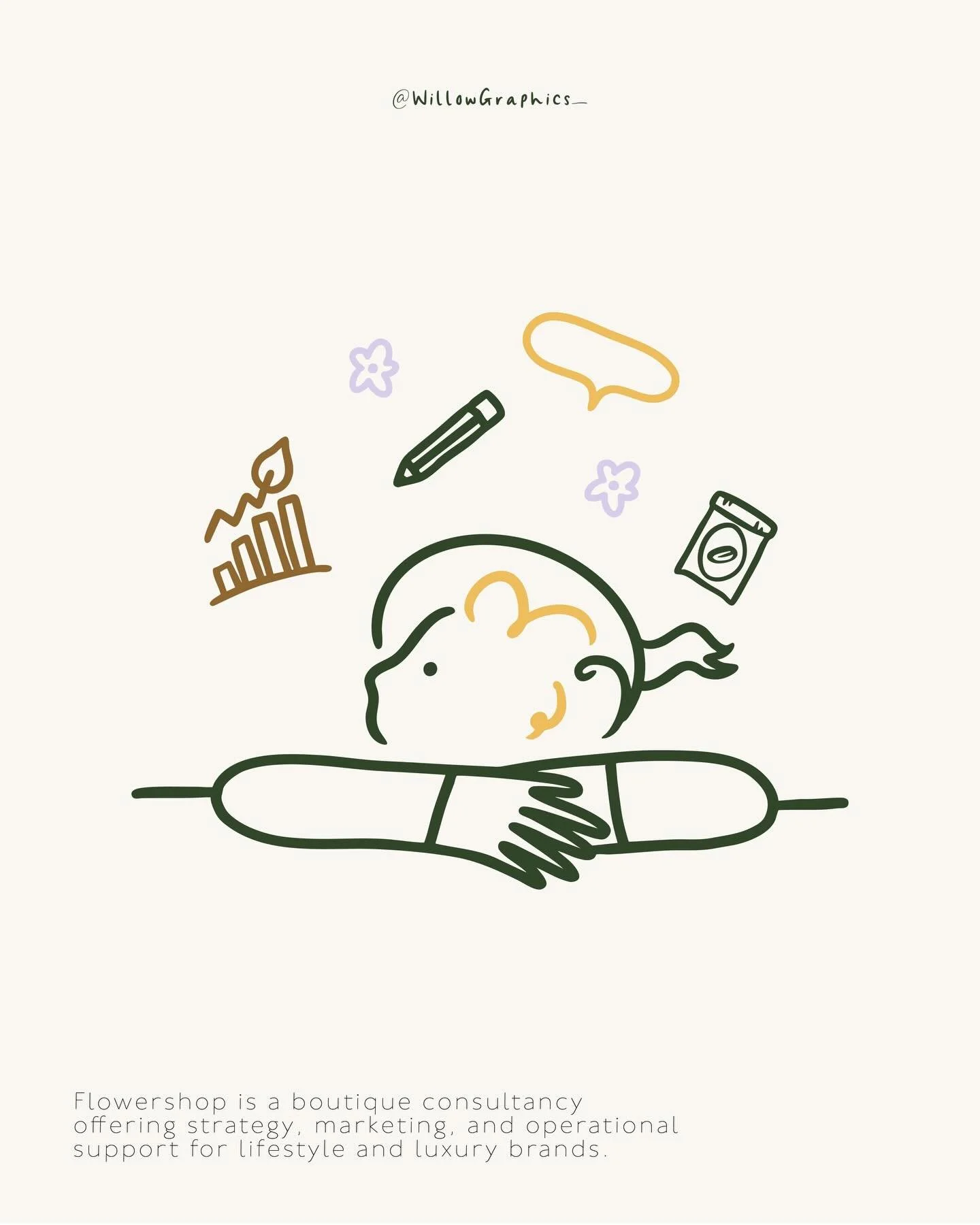 This brand identity grows from @flowershopbrands core message: thoughtful strategy, elevated marketing, and refined operational support. Each illustration is intentionally designed to reflect their boutique, lifestyle-led approach. 🌷💻✨

It was such