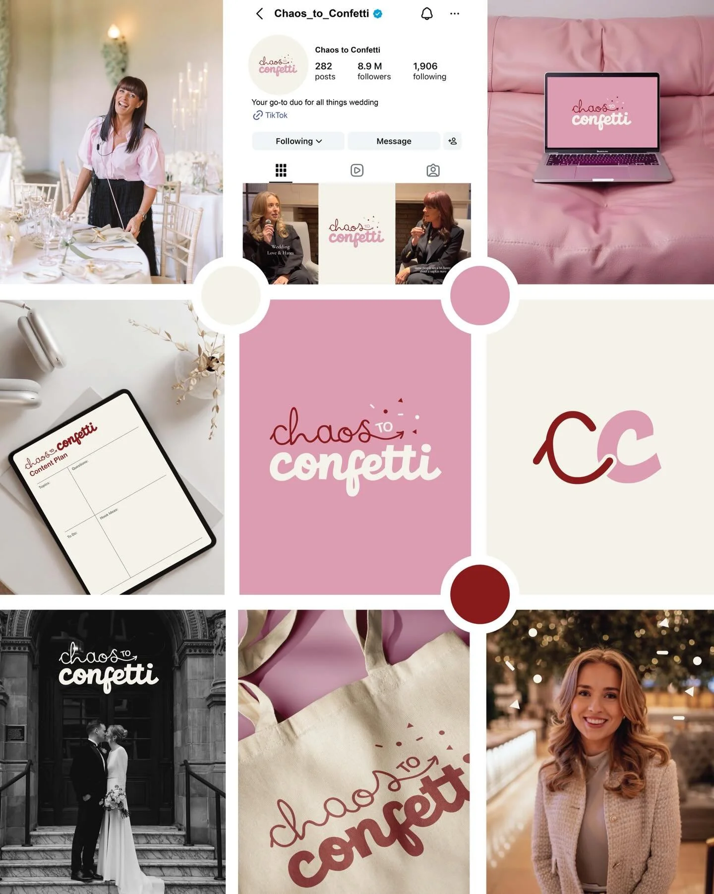 Introducing Chaos to Confetti ✨🩷🎉 The wedding industry social media podcast you didn&rsquo;t know you needed! 

Honestly obsessed with this logo. It perfectly reflects the mix of chaos, creativity, and elegance that goes into every wedding day. 💒✨