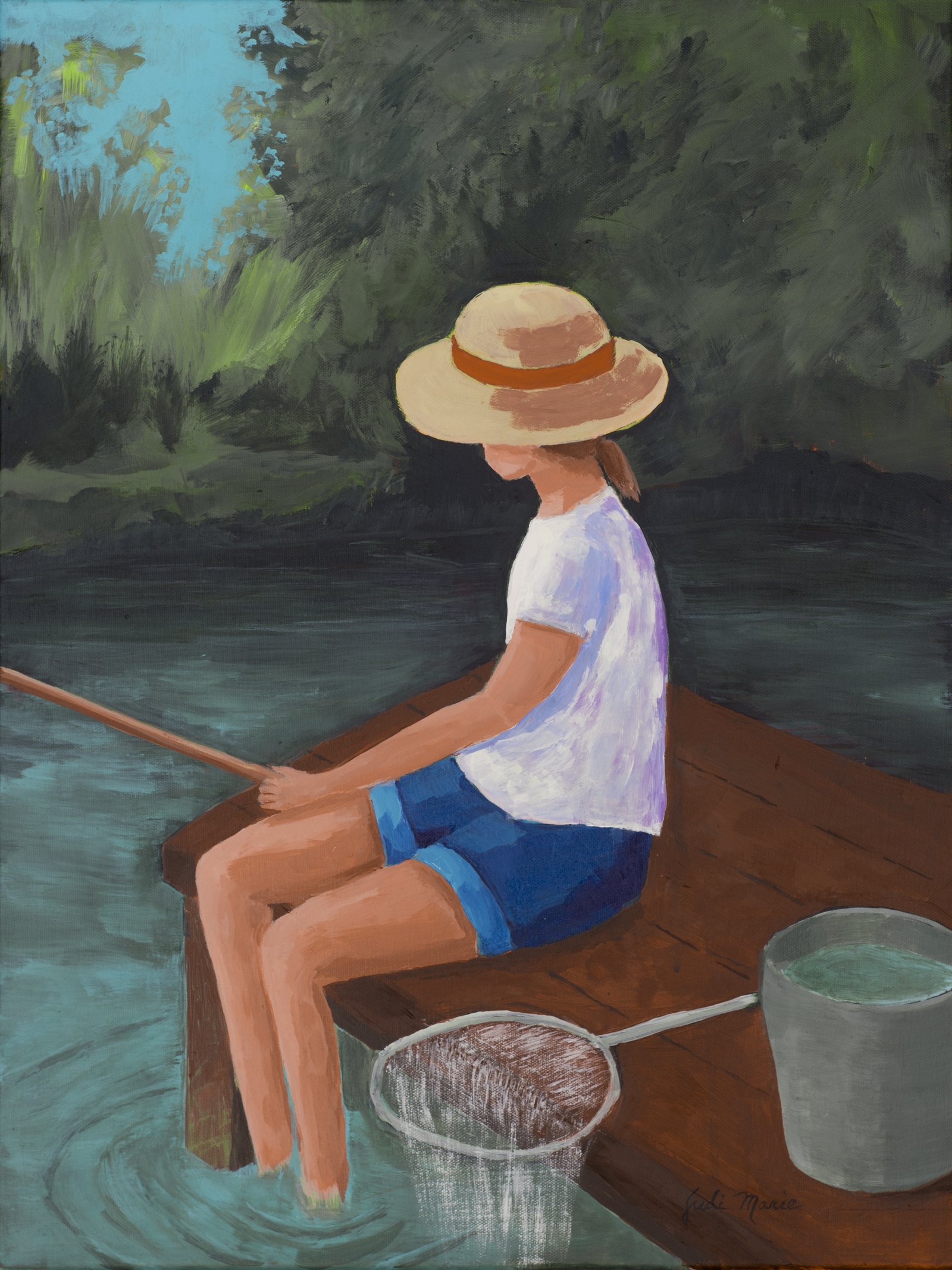 Girl with Hat Fishing