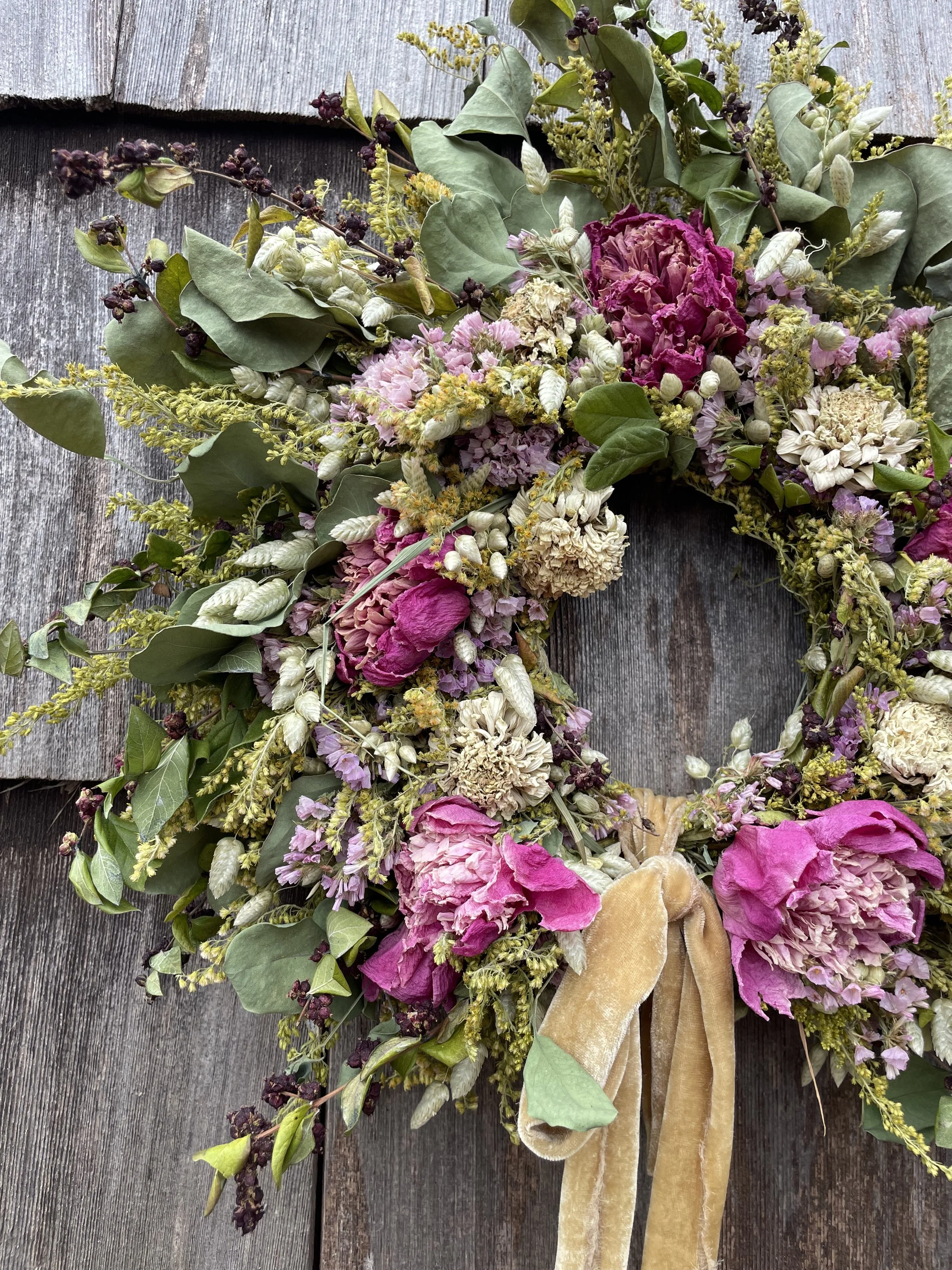"peony" wreath