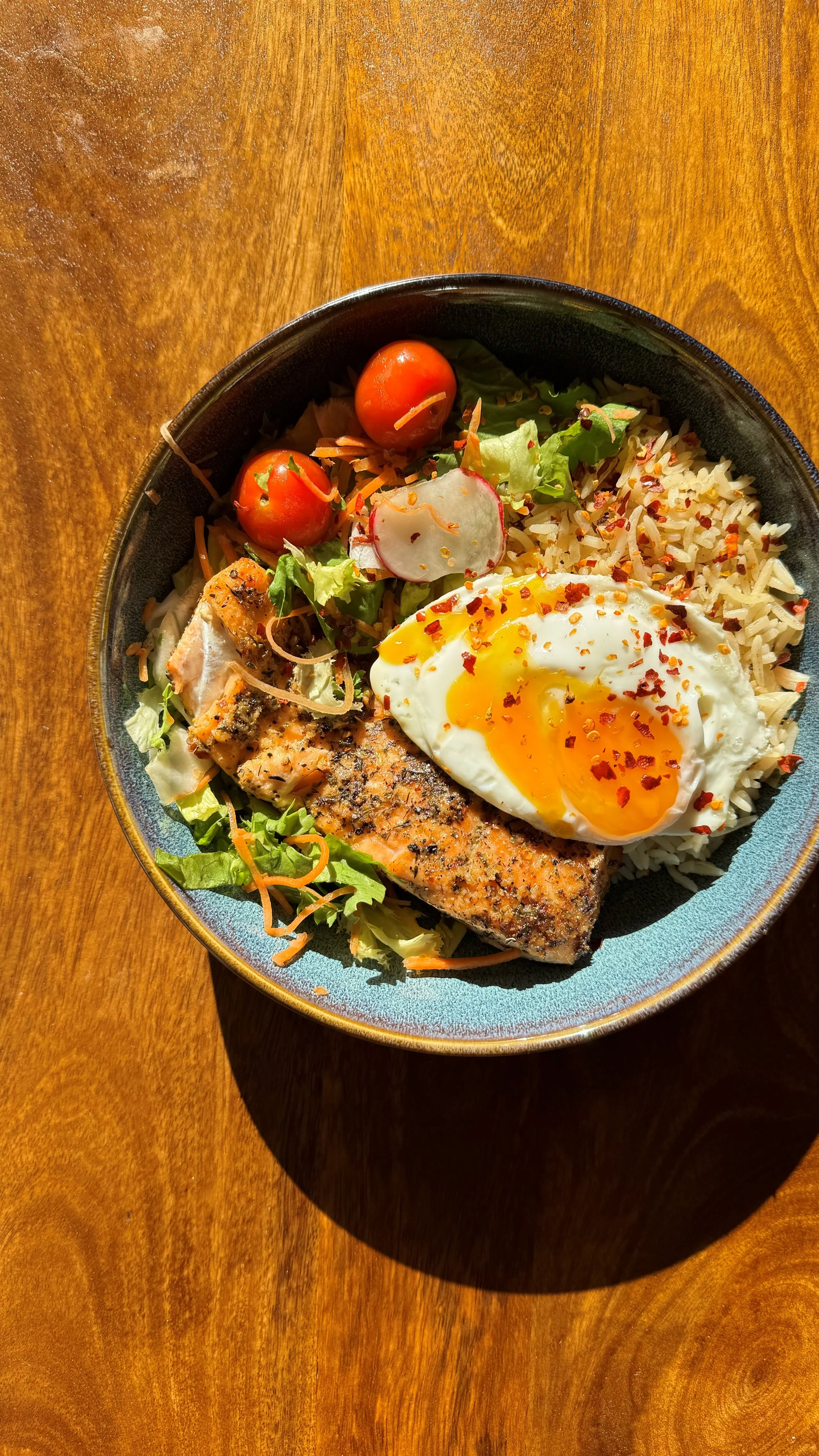 Air Fried Salmon Rice Bowl