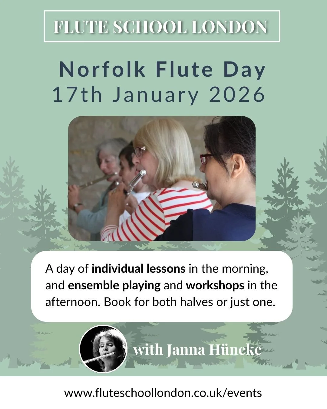 📣 Norfolk Flute Day &ndash; Saturday 17 January 2026 🎶
Start the new year with music! Join Janna H&uuml;neke in Earsham for the first Norfolk Flute Day of 2026.
Begin with an individual lesson in the morning, then enjoy a relaxed afternoon of ensem