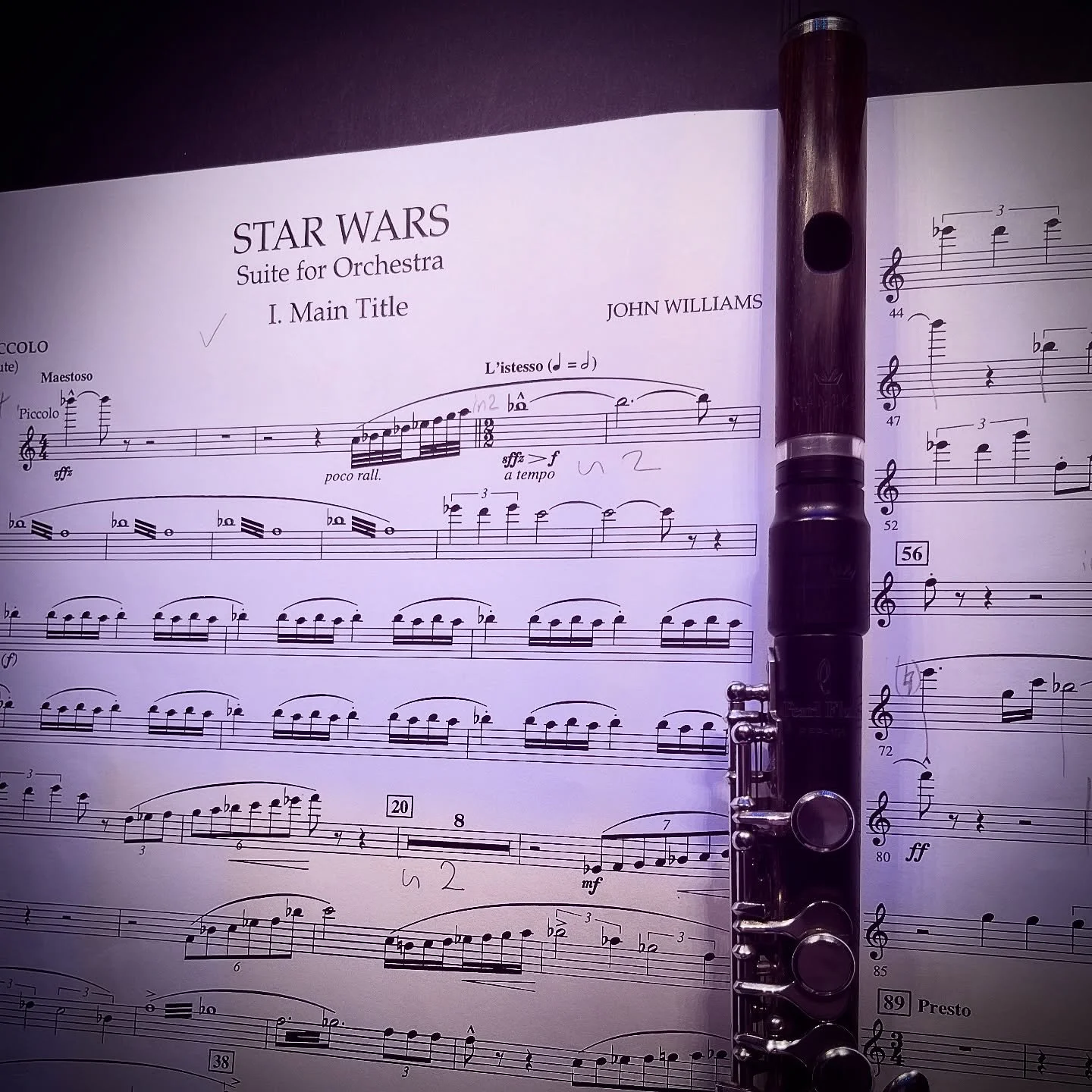 So many notes!! 🤯🎶 John Williams fest at the Barbican today. Lots of fun flying around the piccolo on these amazing scores 🦸&zwj;♂️🎶💫🦕 A reminder that it&rsquo;s always important to keep practising scales! I might have panic-practised for this 