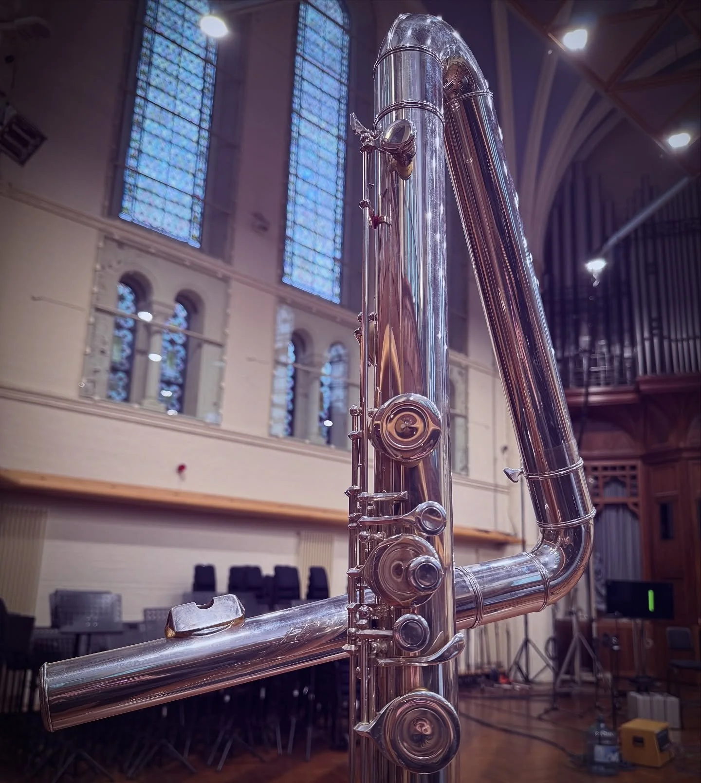 First session of 2026 for the monster earlier this week 🐘🎶 The masking tape helped with an impossible tremolo 😂 #cheating #contrabassflute #airstudios
