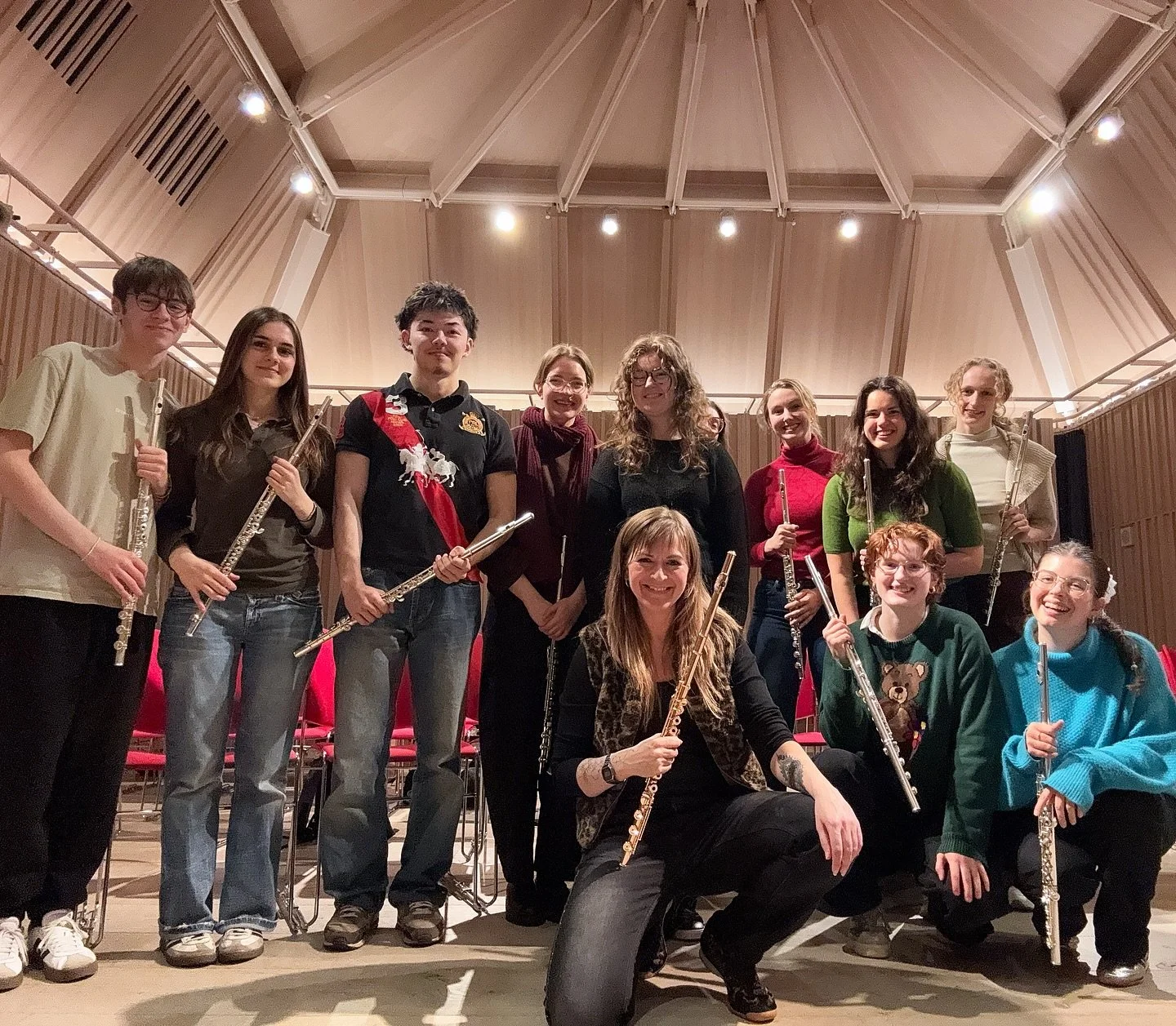 Really enjoyed taking a flute class at @royalacademyofmusic this evening and working with this lovely talented bunch 🩷 We discussed deep listening, blending, awareness, and intuition, and focused on playing &lsquo;as one&rsquo; - inspired by the ama