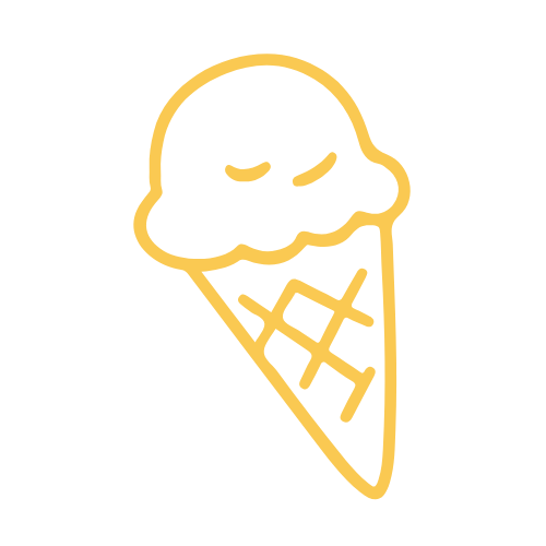 Illustration of an ice cream cone with a scoop of ice cream.