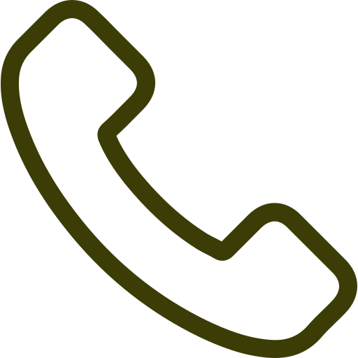 Outline of a telephone receiver in dark olive green on a black background.