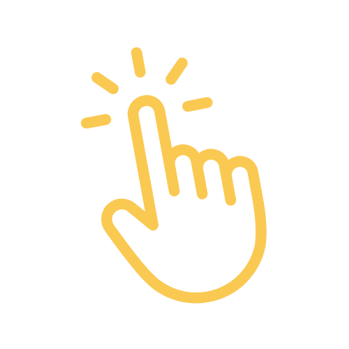 Outline of a hand with the index finger touching, with lines radiating from the finger indicating a tap or click.