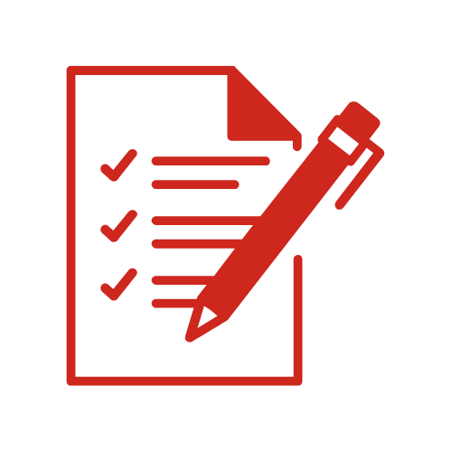 Red checklist paper with a pen, symbolizing a to-do list or completed tasks.