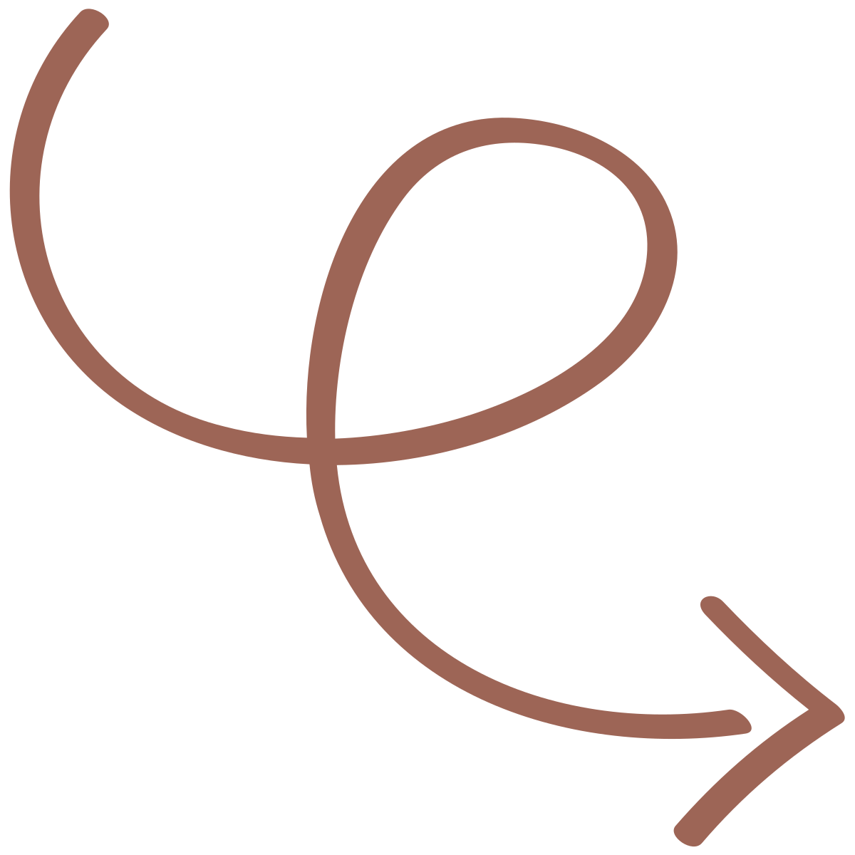 Minimalist brown line drawing of a coffee cup with steam rising from it, on a black background.