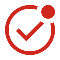 A red heart with a checkmark inside it.