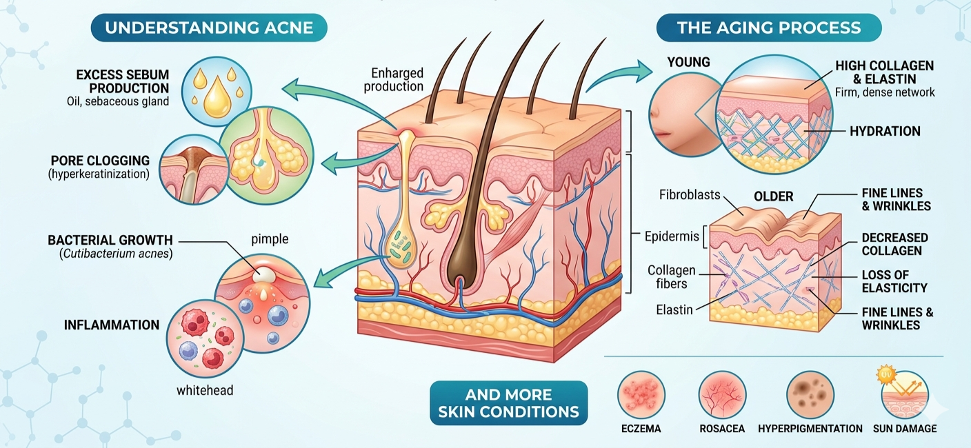 The science of skin conditions: Acne, Aging, and More