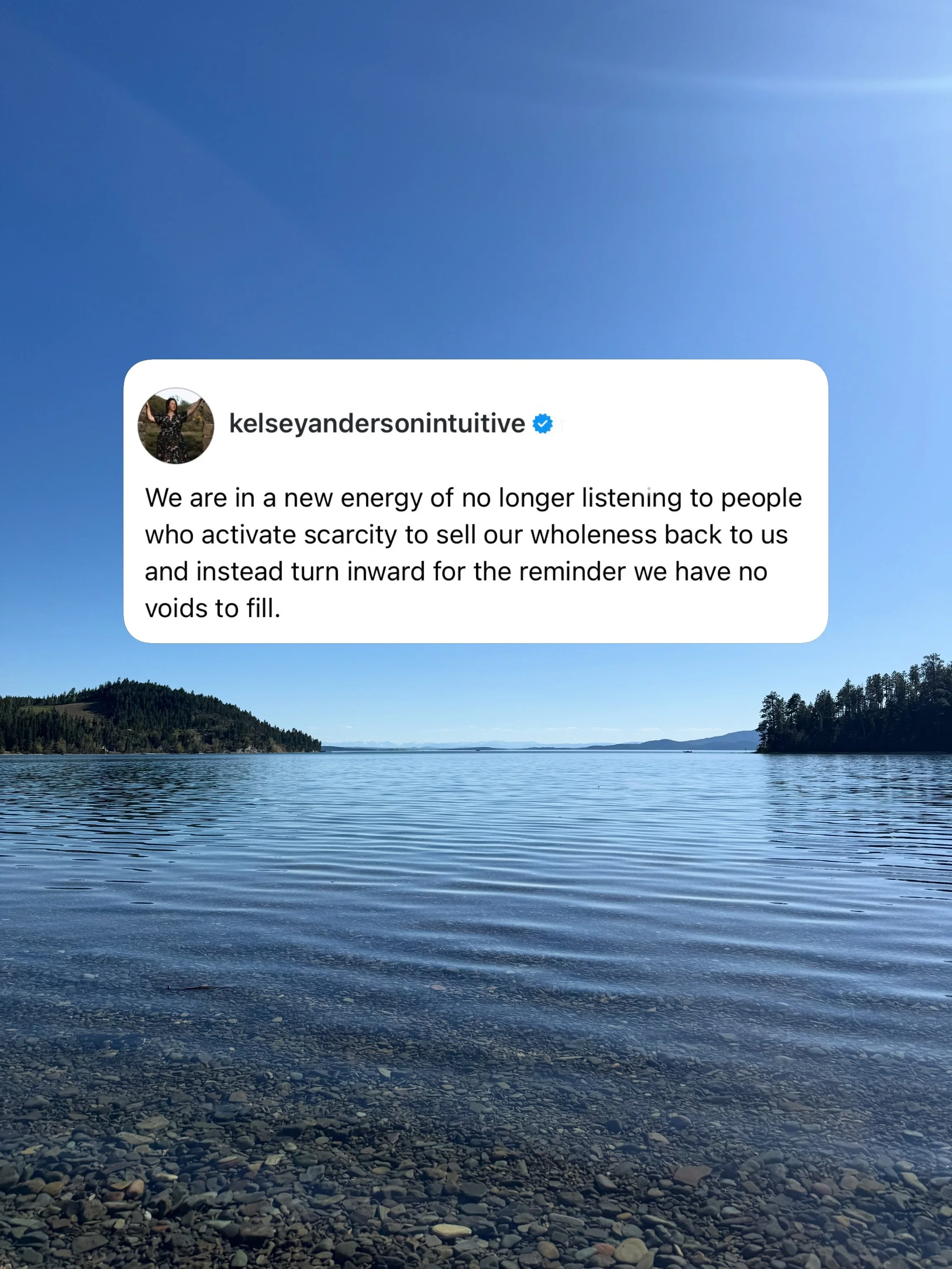 The lake doesn&rsquo;t chase its own reflection.

It just&hellip;is. 

In its beautiful form. 

It never sees itself as other than it is, living art.

We were never broken, in fact we were just taught to believe the people profiting from that very st