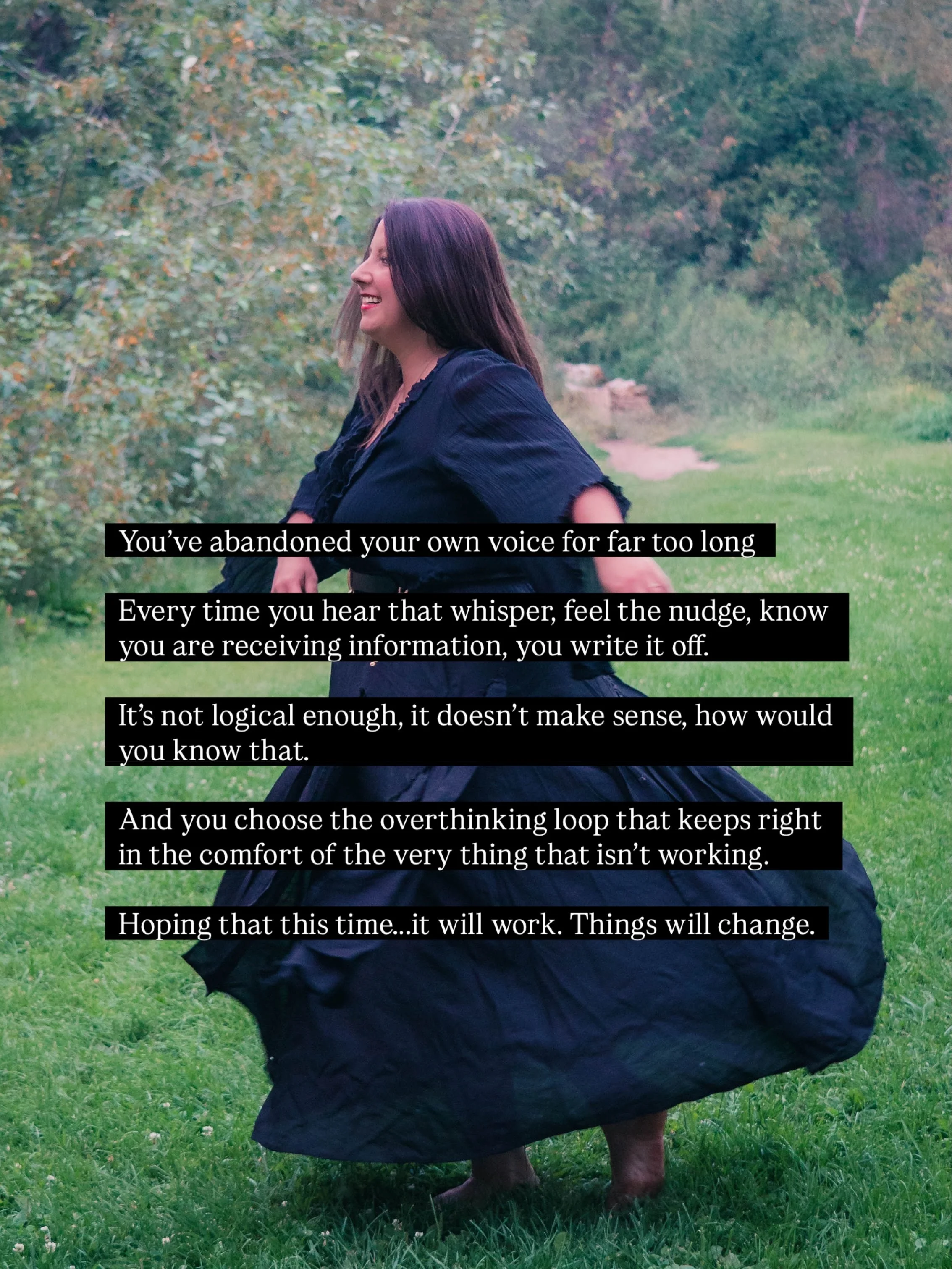 You&rsquo;re on the precipice, you feel deep in your bones that it&rsquo;s time to trust yourself, your inner knowing.

It shows up again and again and yet every time you abandon your knowing for the opinions of others, for the logic, for the overthi