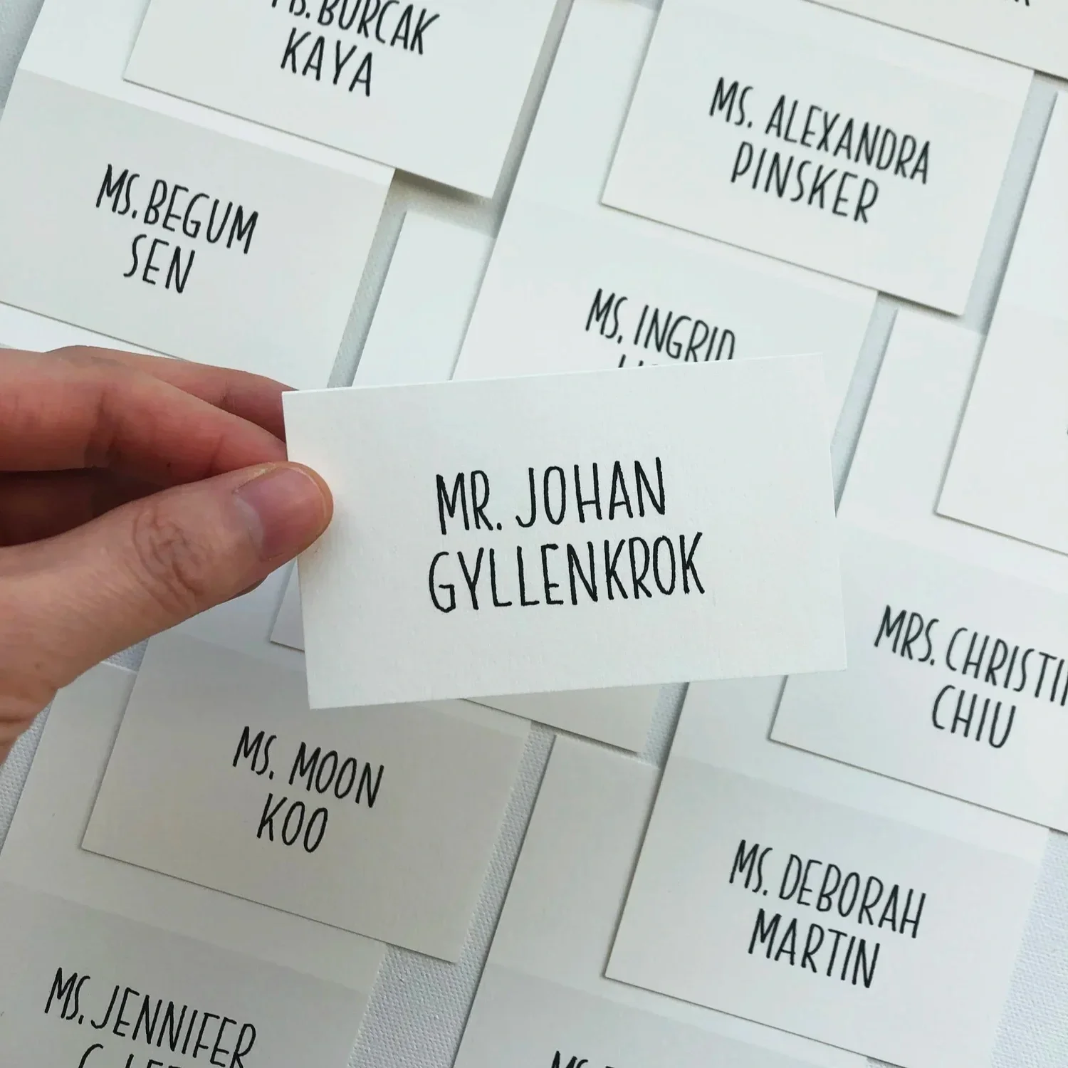 Custom calligraphy place cards for Tiffany & Co private dinner Los Angeles