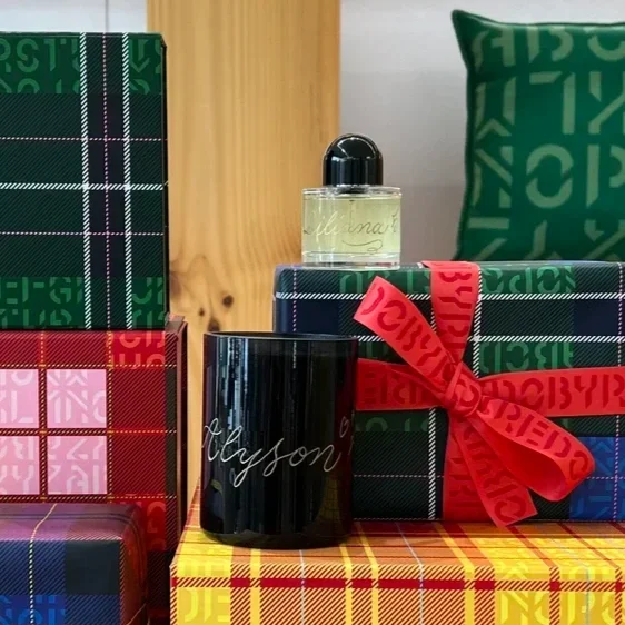 Live on-site perfume engraving for Byredo event in Los Angeles, luxury brand engraver and event calligrapher personalization.