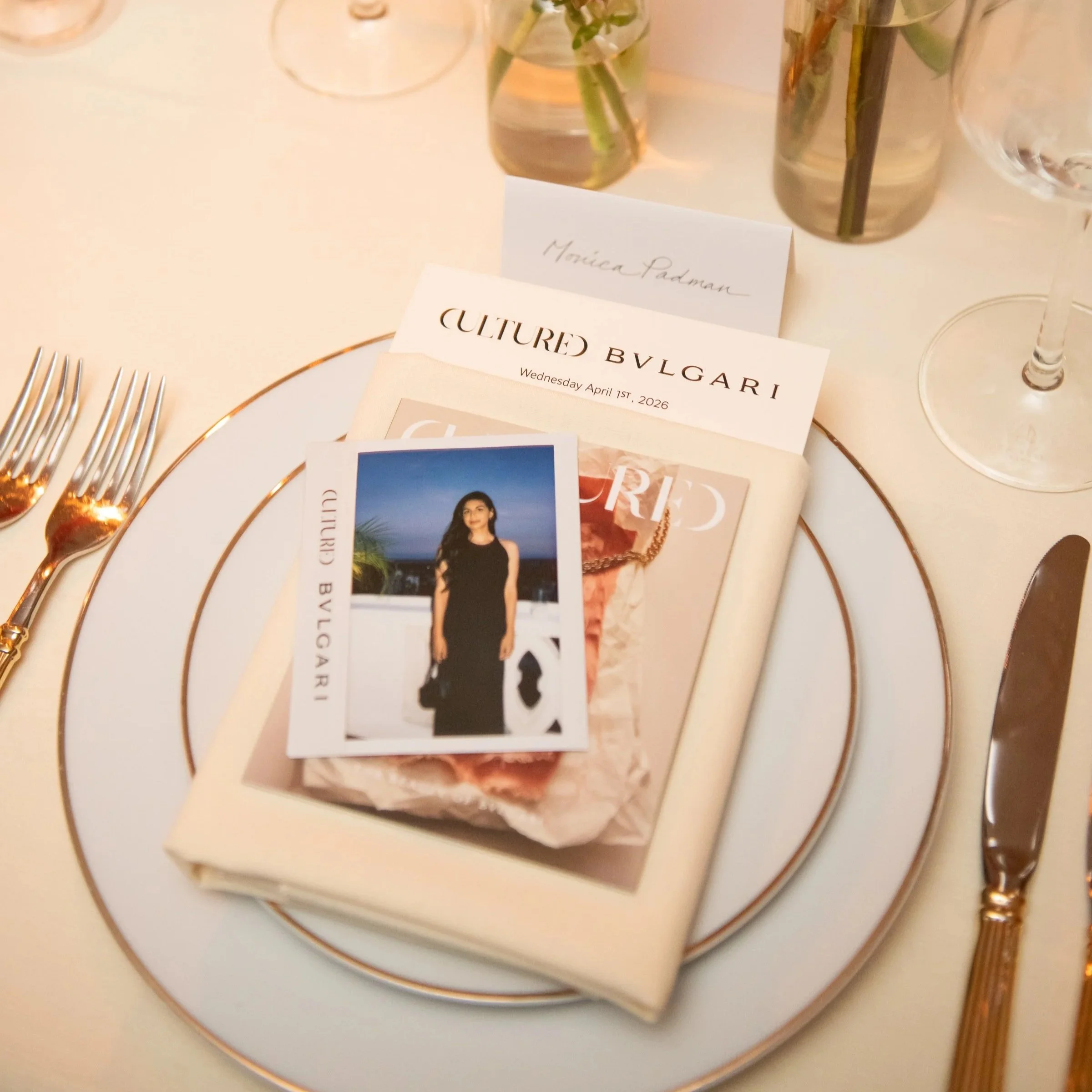 Live calligraphy at Bvlgari x Cultured Magazine private dinner Los Angeles