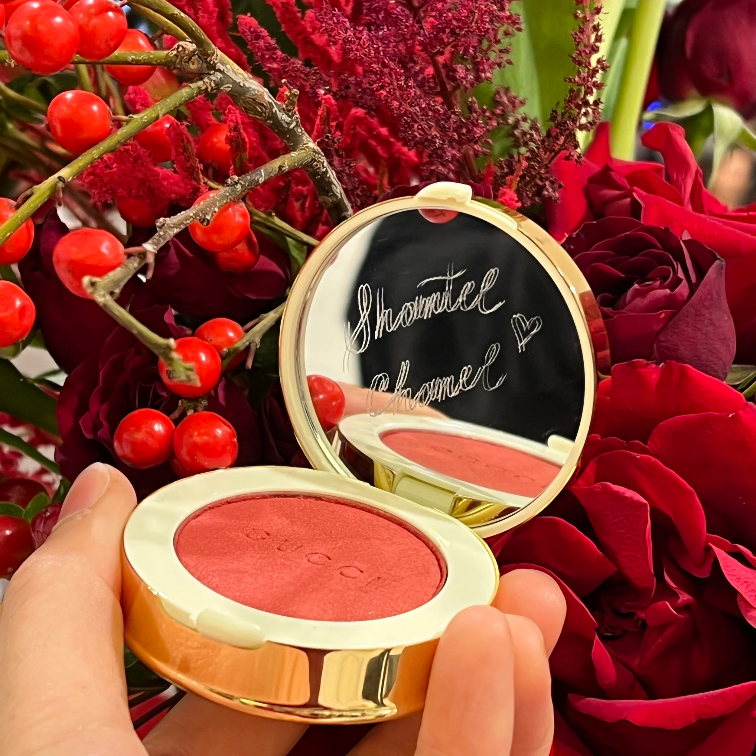 On-site engraving for Gucci Beauty luxury event in Los Angeles, event calligrapher and engraver providing personalized VIP guest experience.