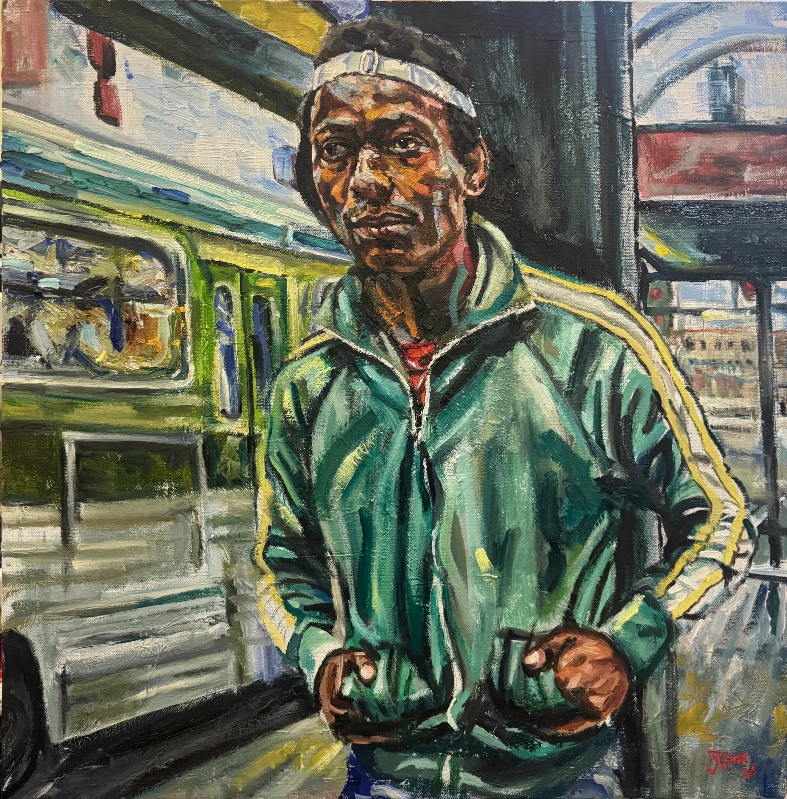 Bus Boy (2026) Oil on 24x24 